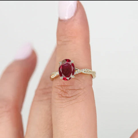 Genuine red rose natural ruby dainty handrafted ring