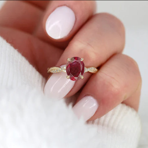 Genuine red rose natural ruby dainty handrafted ring