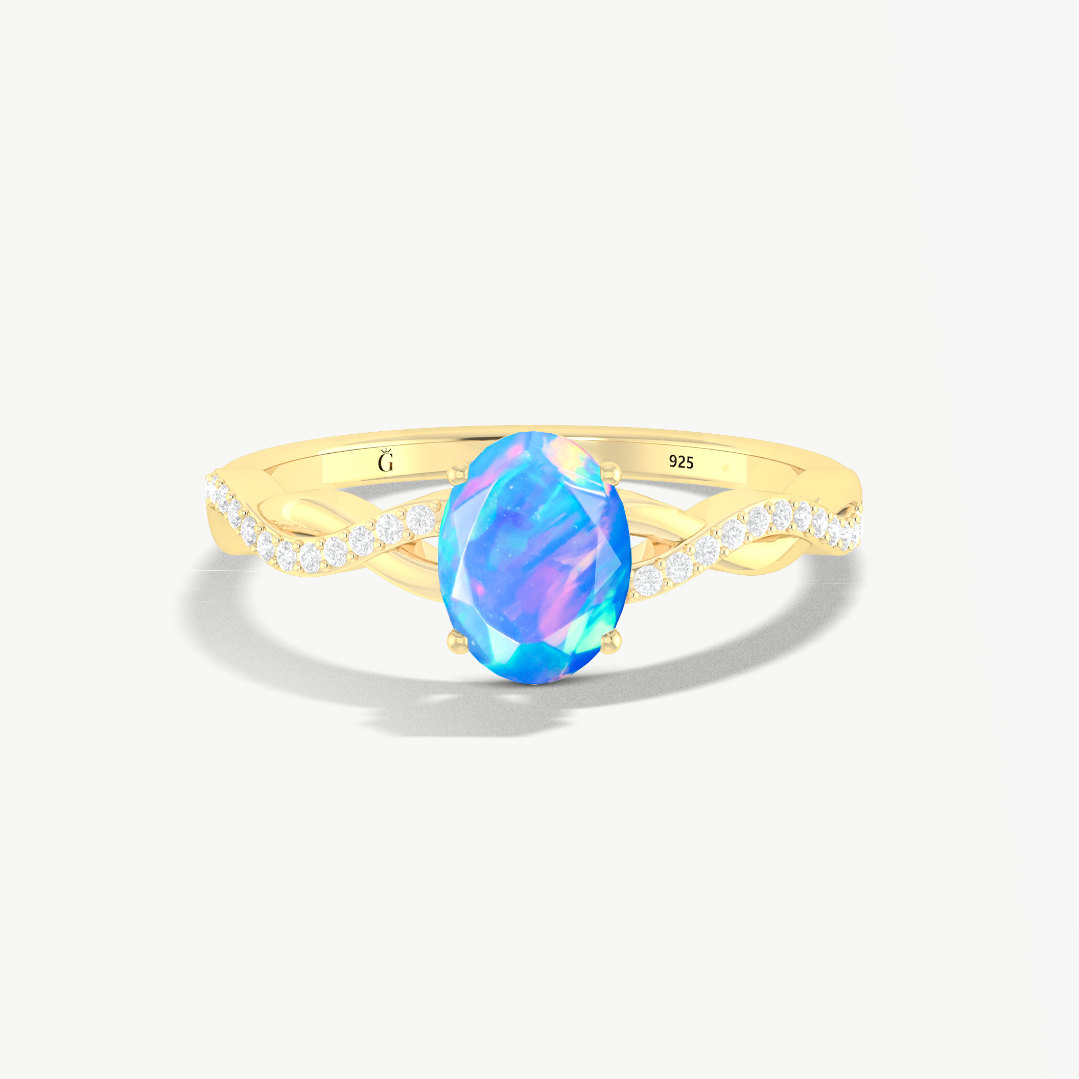 Natural Blue fire dainty oval Ethiopian opal Handcrafted ring