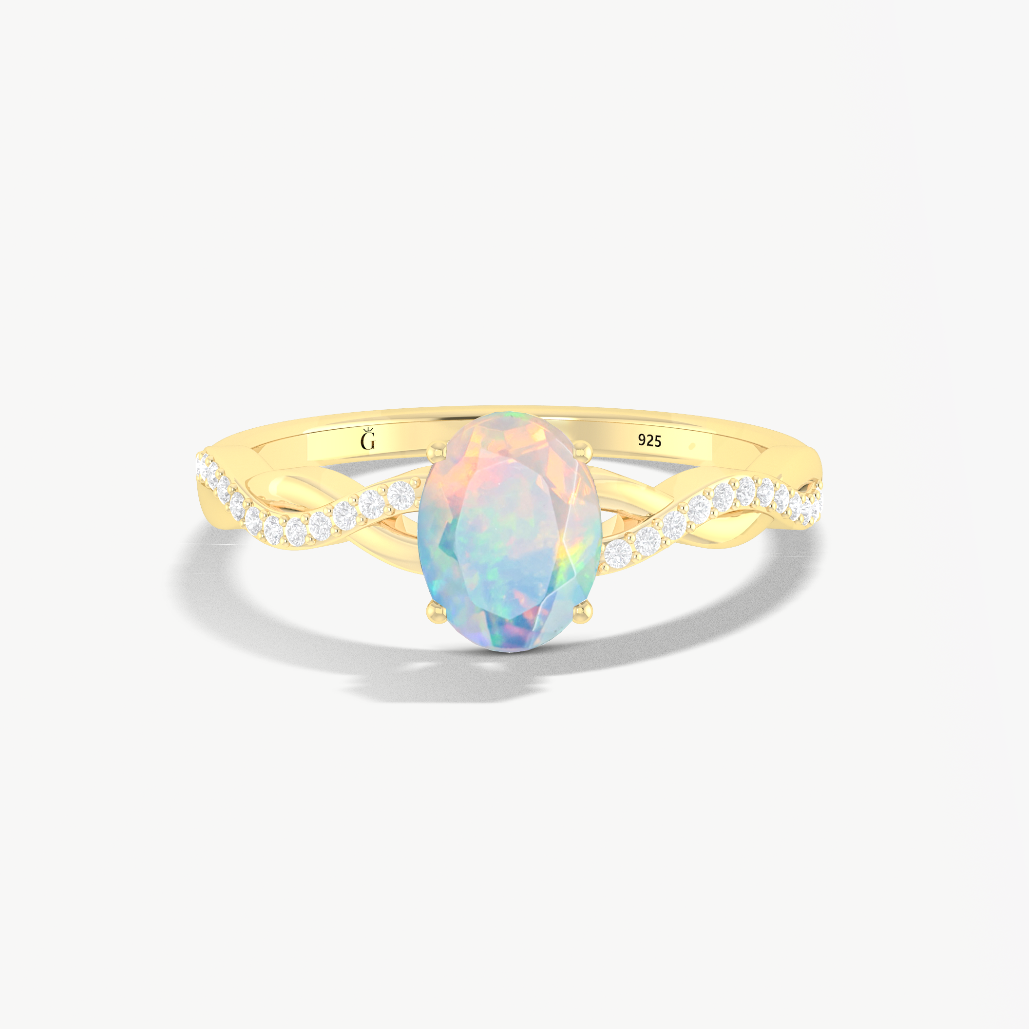 White Ethiopian fire opal wedding gold ring for women