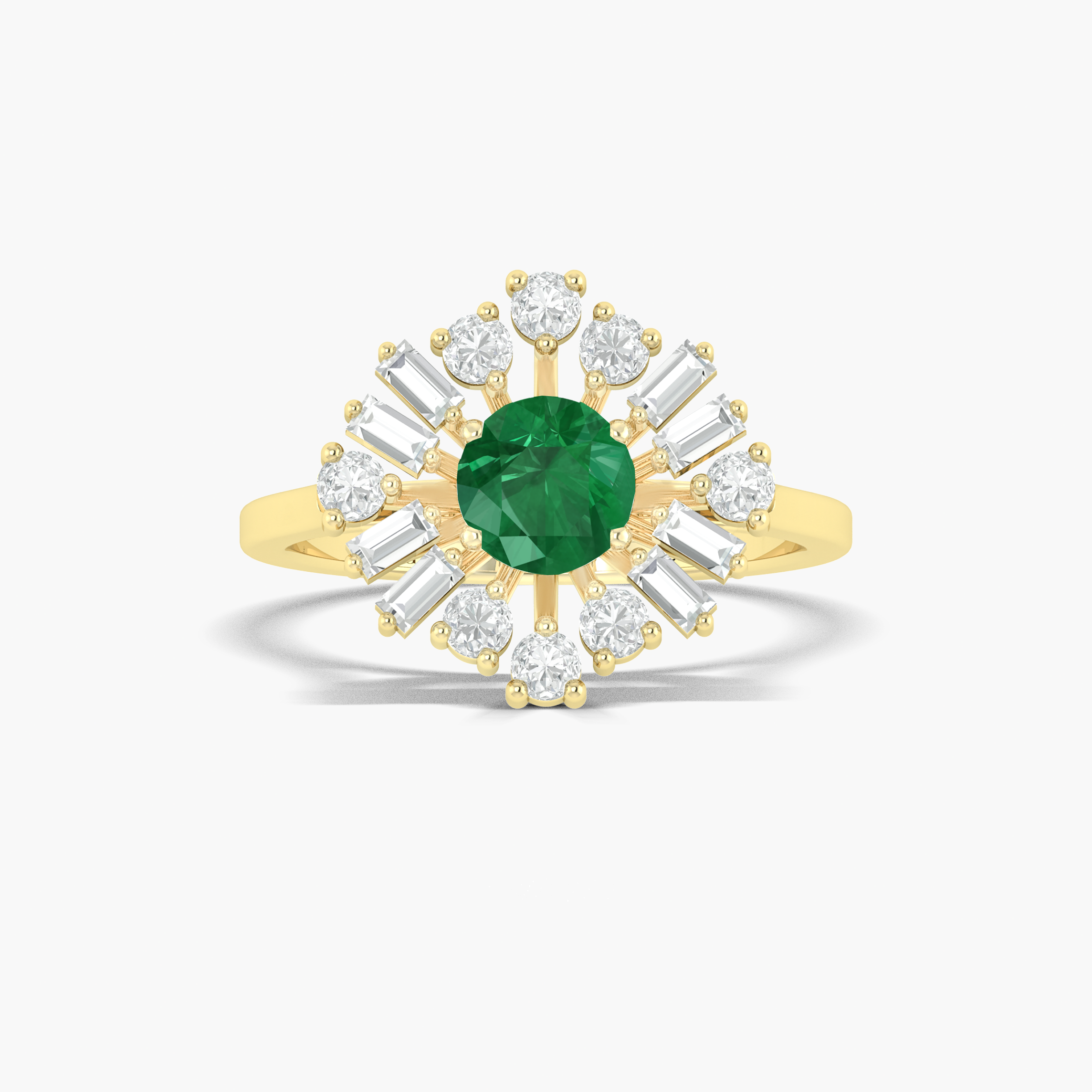 Emerald round statement 18k Gold Vermeil and silver ring