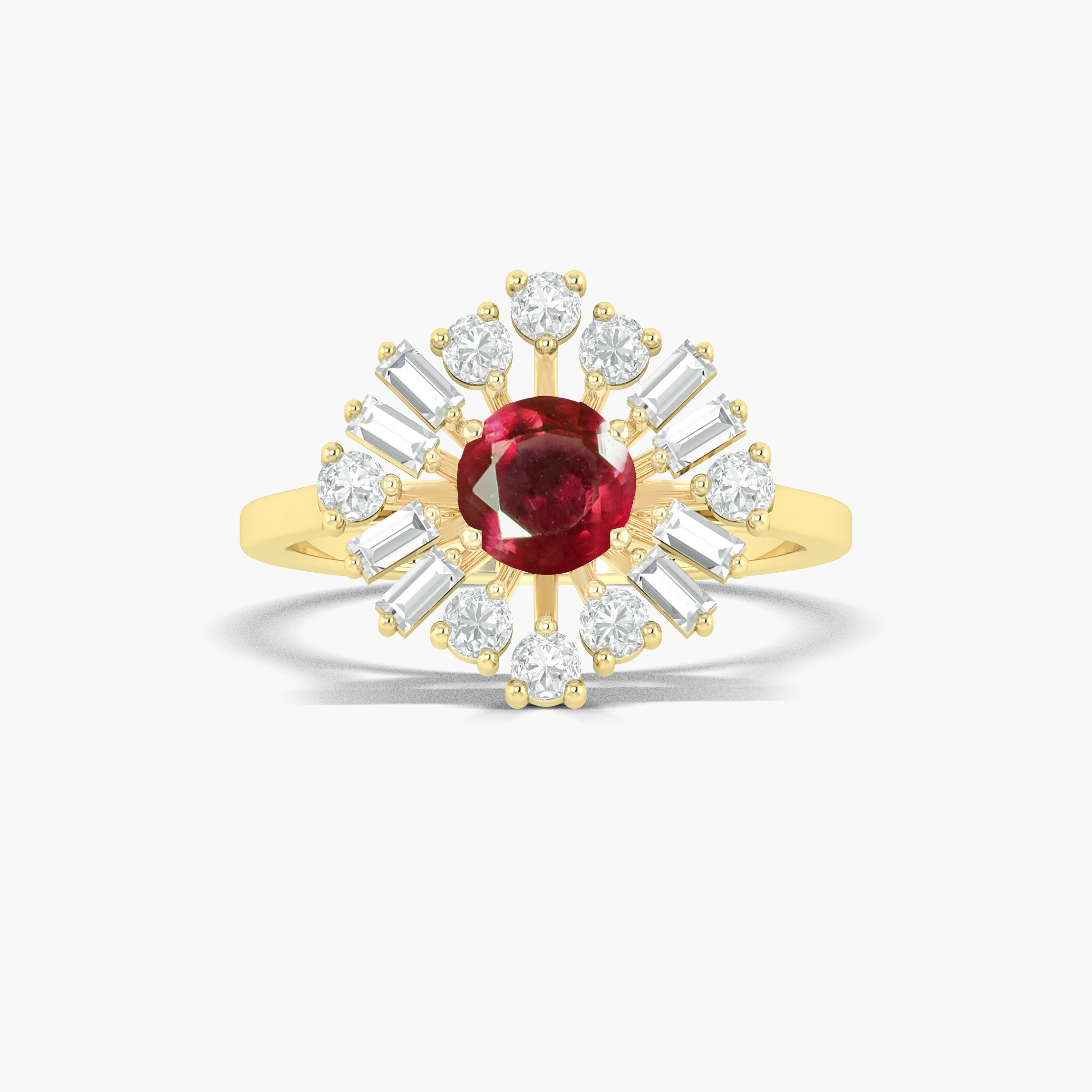 Natural Red Rose Round ruby Statement ring