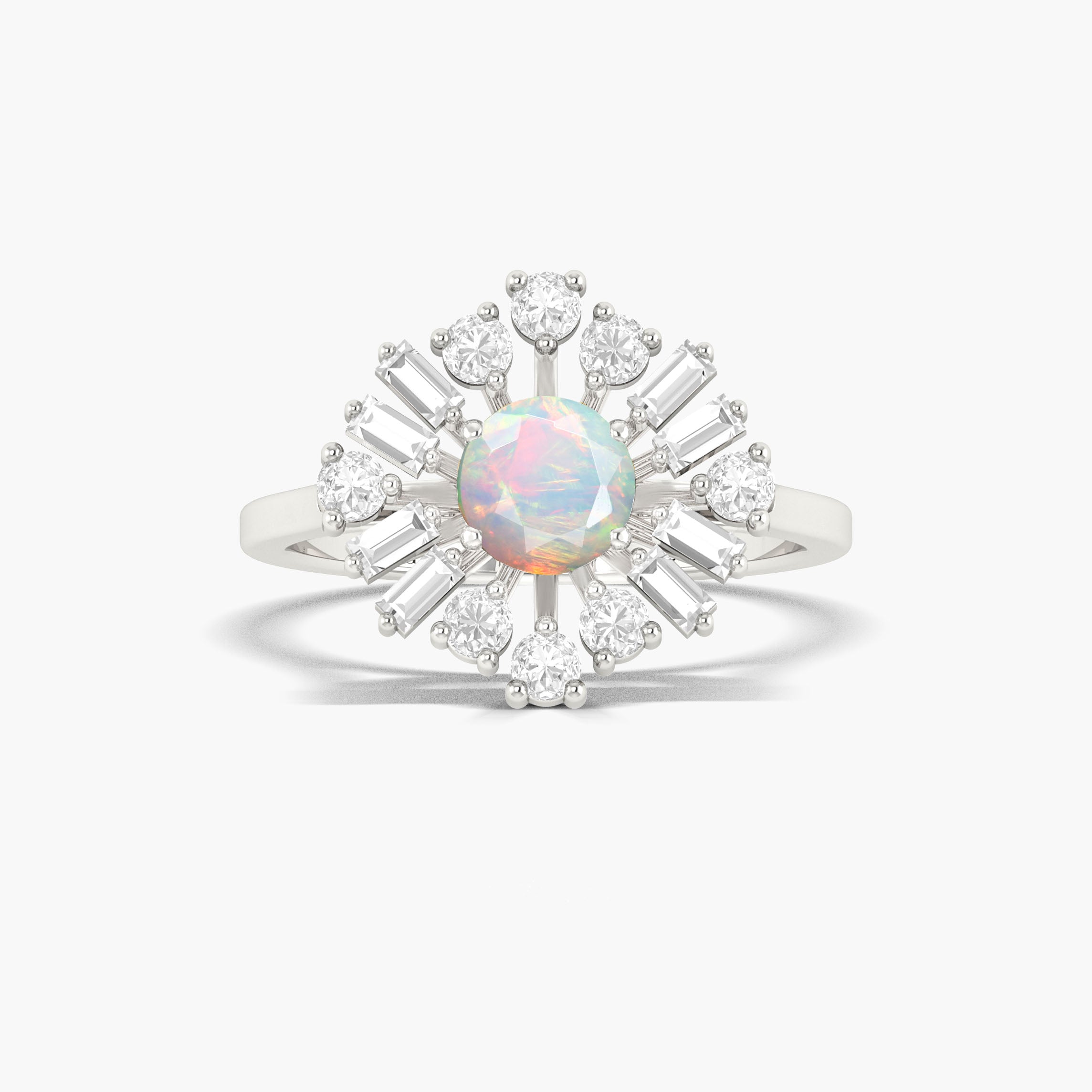Vintage fire Ethiopian opal round shape with Zircon Ring