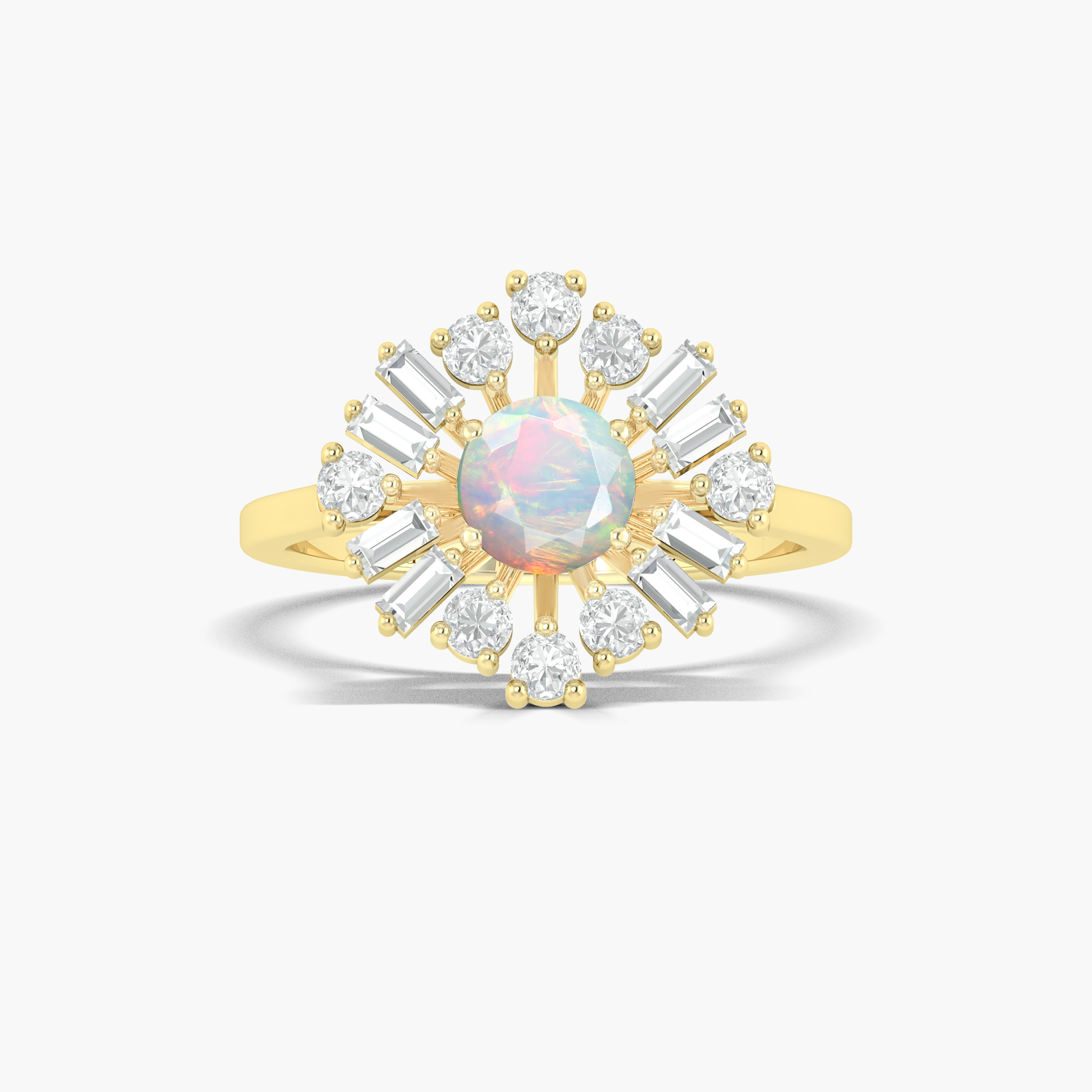Vintage fire Ethiopian opal round shape with Zircon Ring