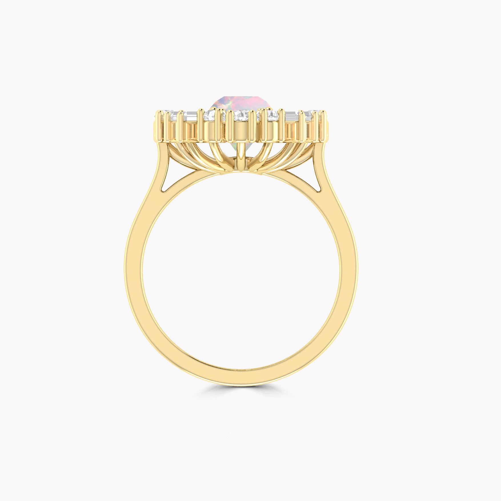 Vintage fire Ethiopian opal round shape with Zircon Ring