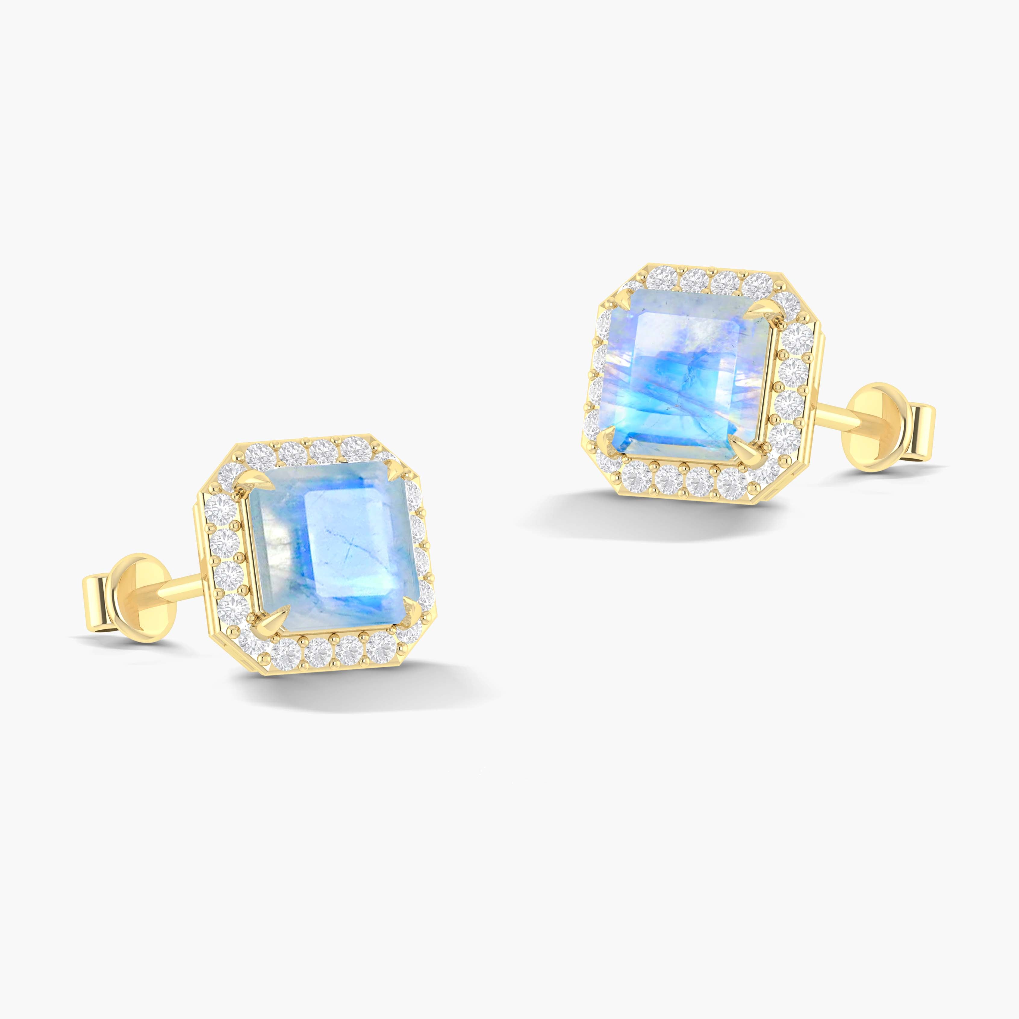 Natural Moonstone Stud Earrings Push Back