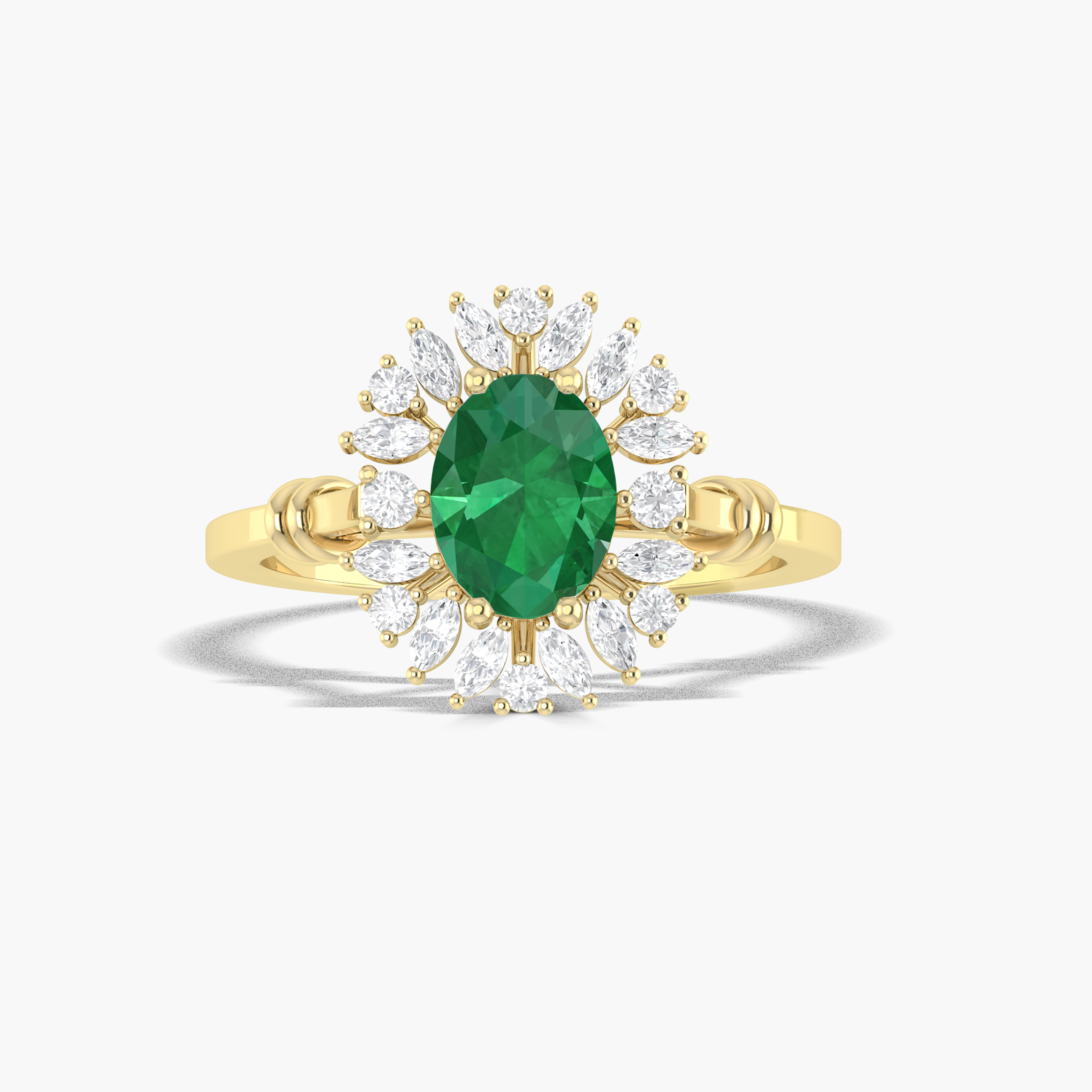 Green Emerald oval shape stone Engagement ring
