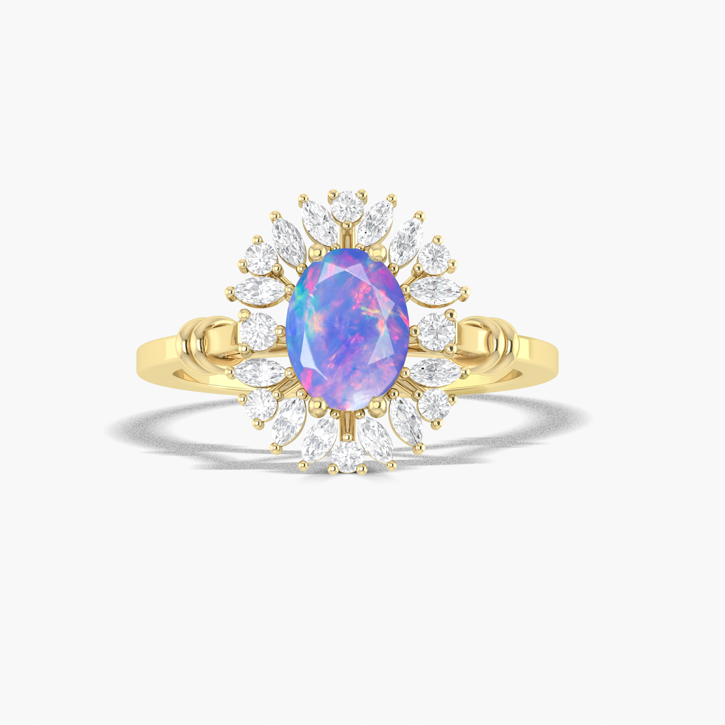 Natural Lavender fire Ethiopian opal Wedding ring for her