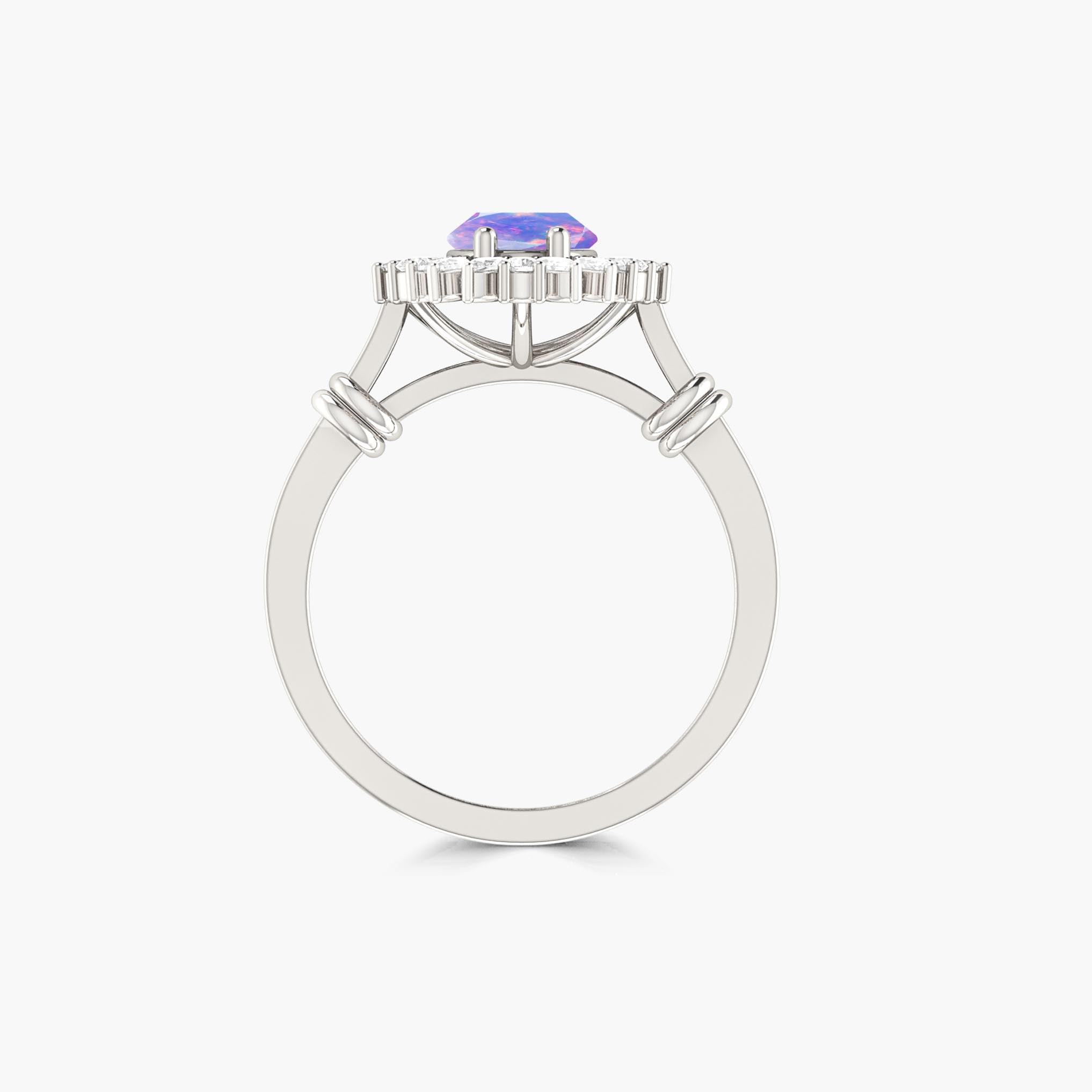 Natural Lavender fire Ethiopian opal Wedding ring for her