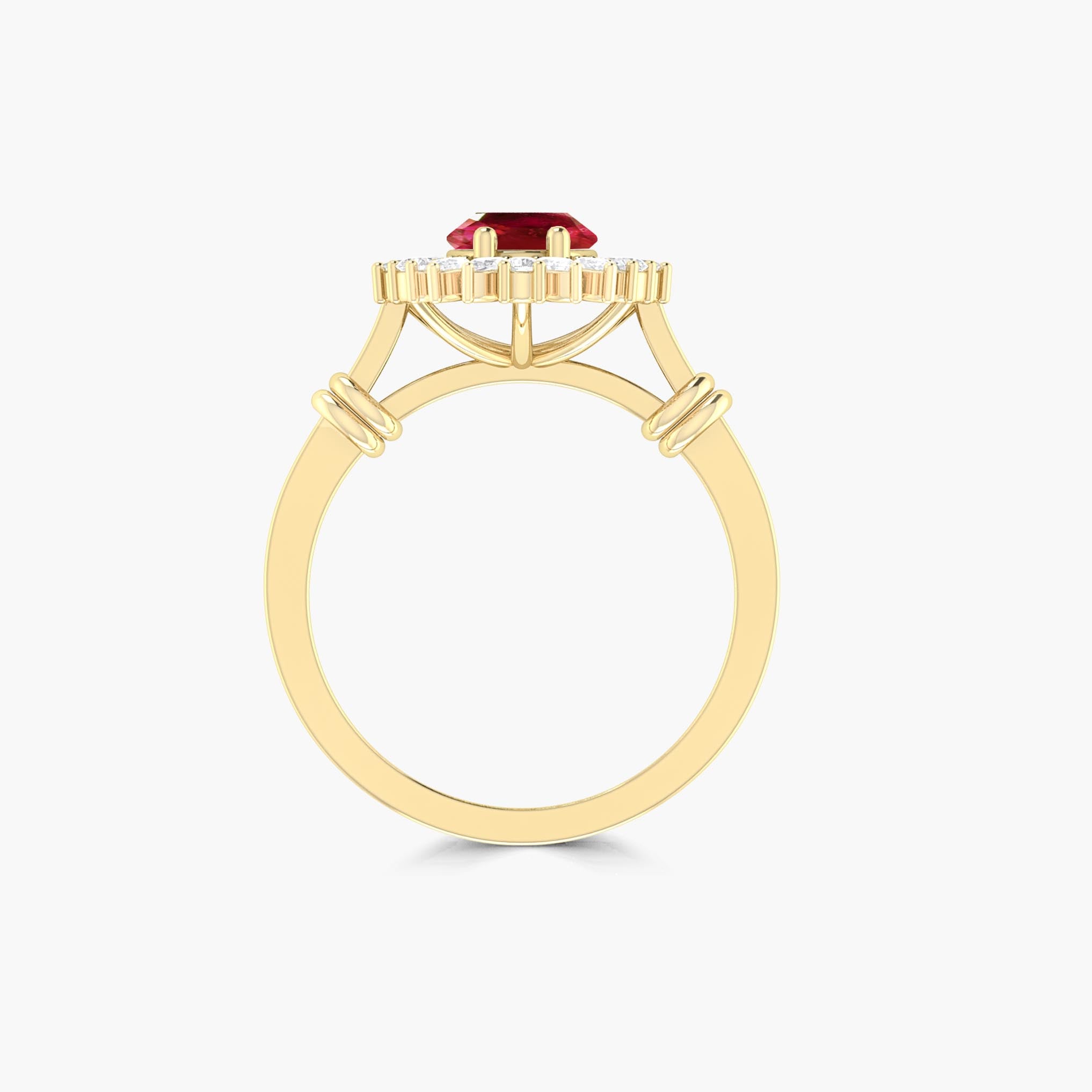 Oval Shape Red Rose Natural Ruby Engagement Ring
