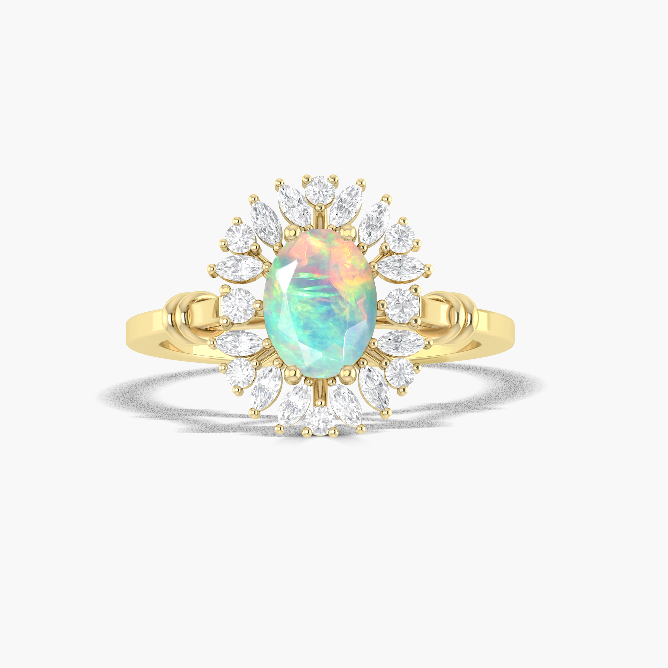 White opal prong sett statement Engagement or purpose ring