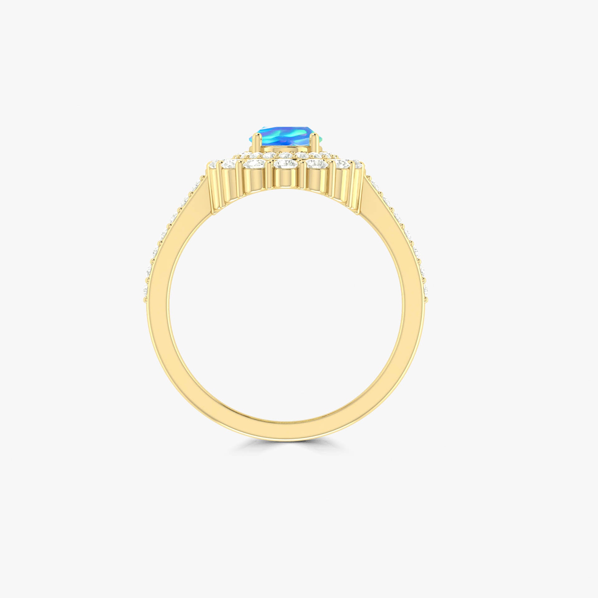 Beautiful blue fire Opal with small Cubic Zirconia Engagement ring