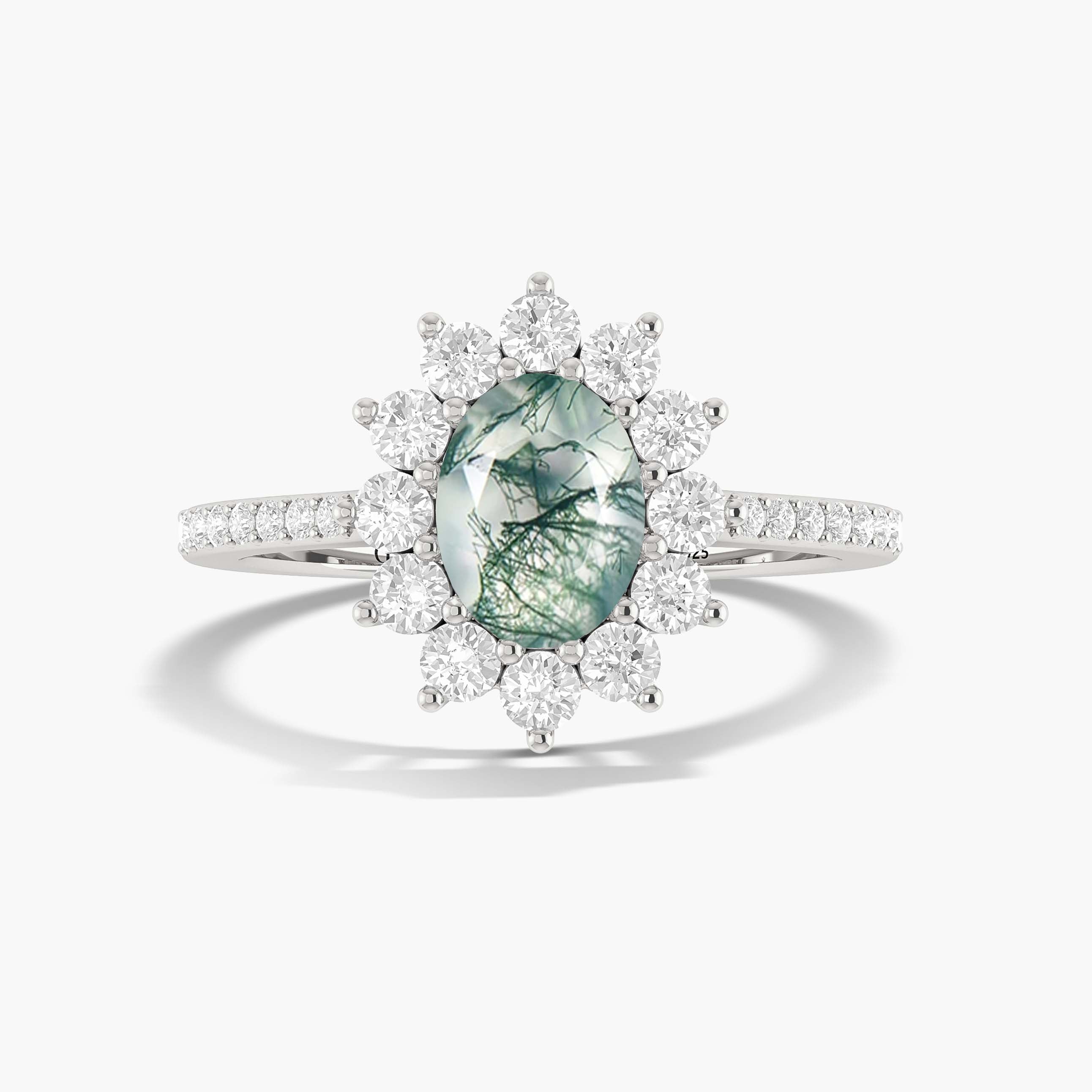 silver moss agate ring