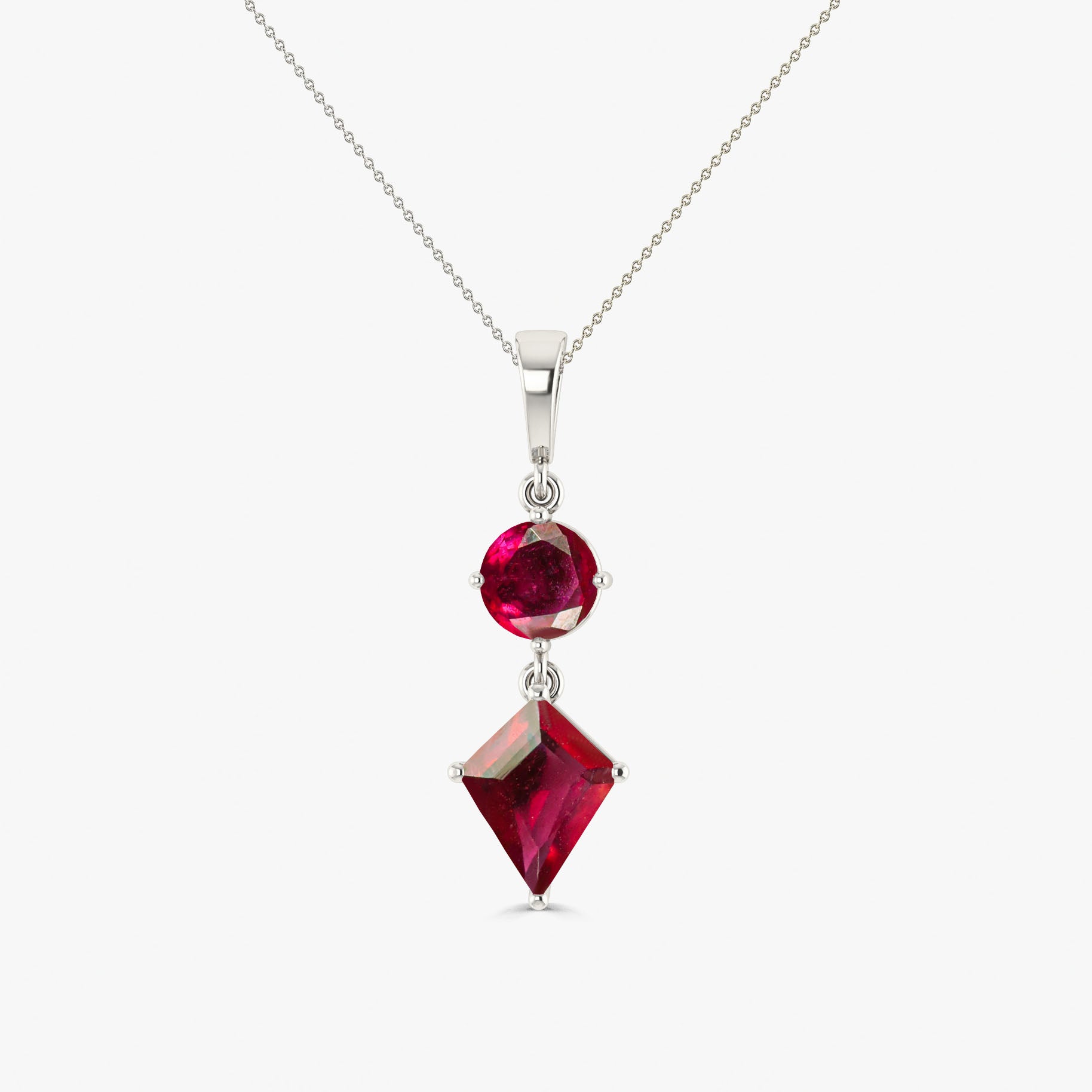 Ruby Kite and Round Shape Pendant Necklace 