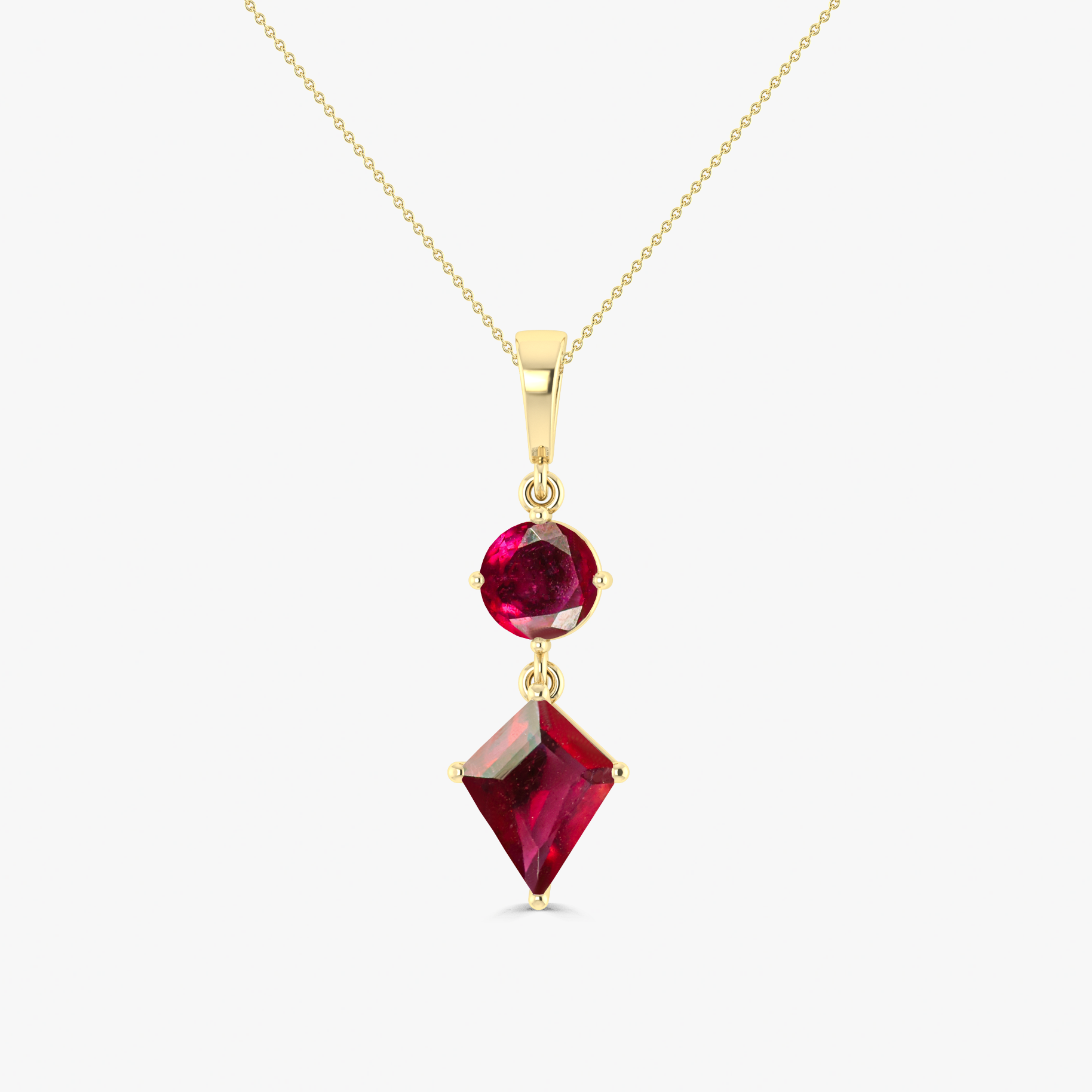 Ruby Kite and Round Shape Pendant Necklace 