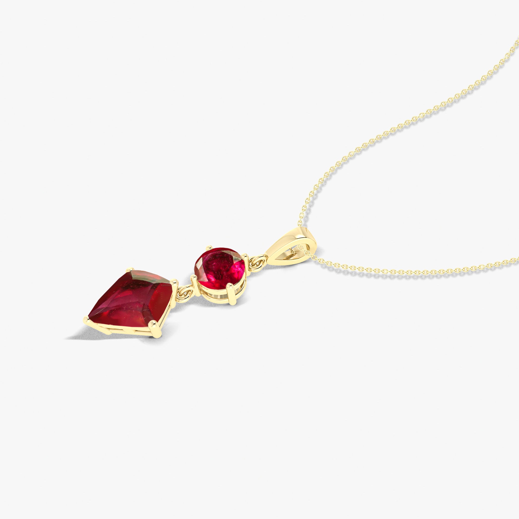 Ruby Kite and Round Shape Pendant Necklace 