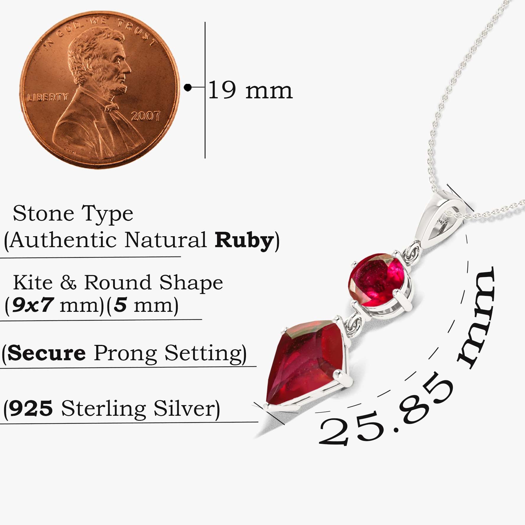 Ruby Kite and Round Shape Pendant Necklace 