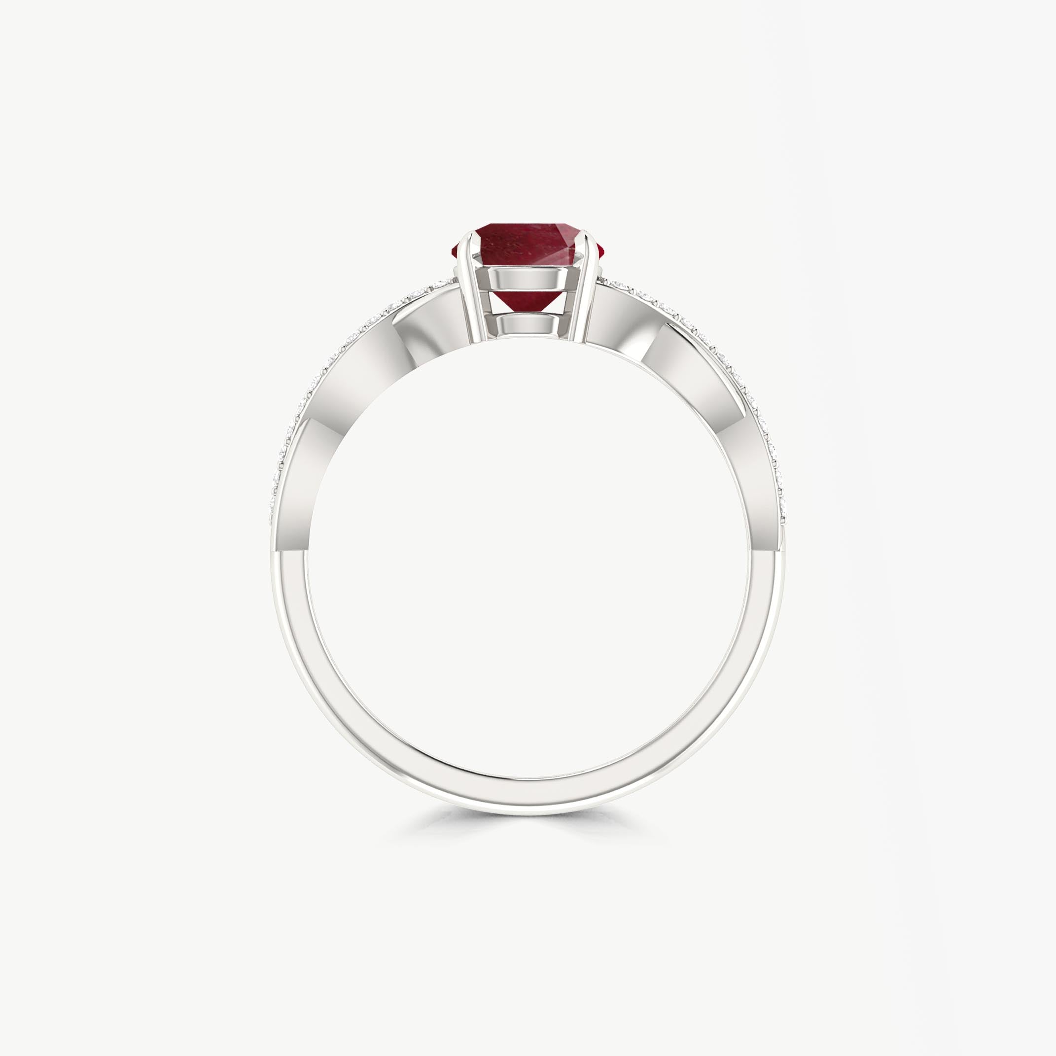 Natural Ruby Crossover Ring for Womens Birthstone Jewelry