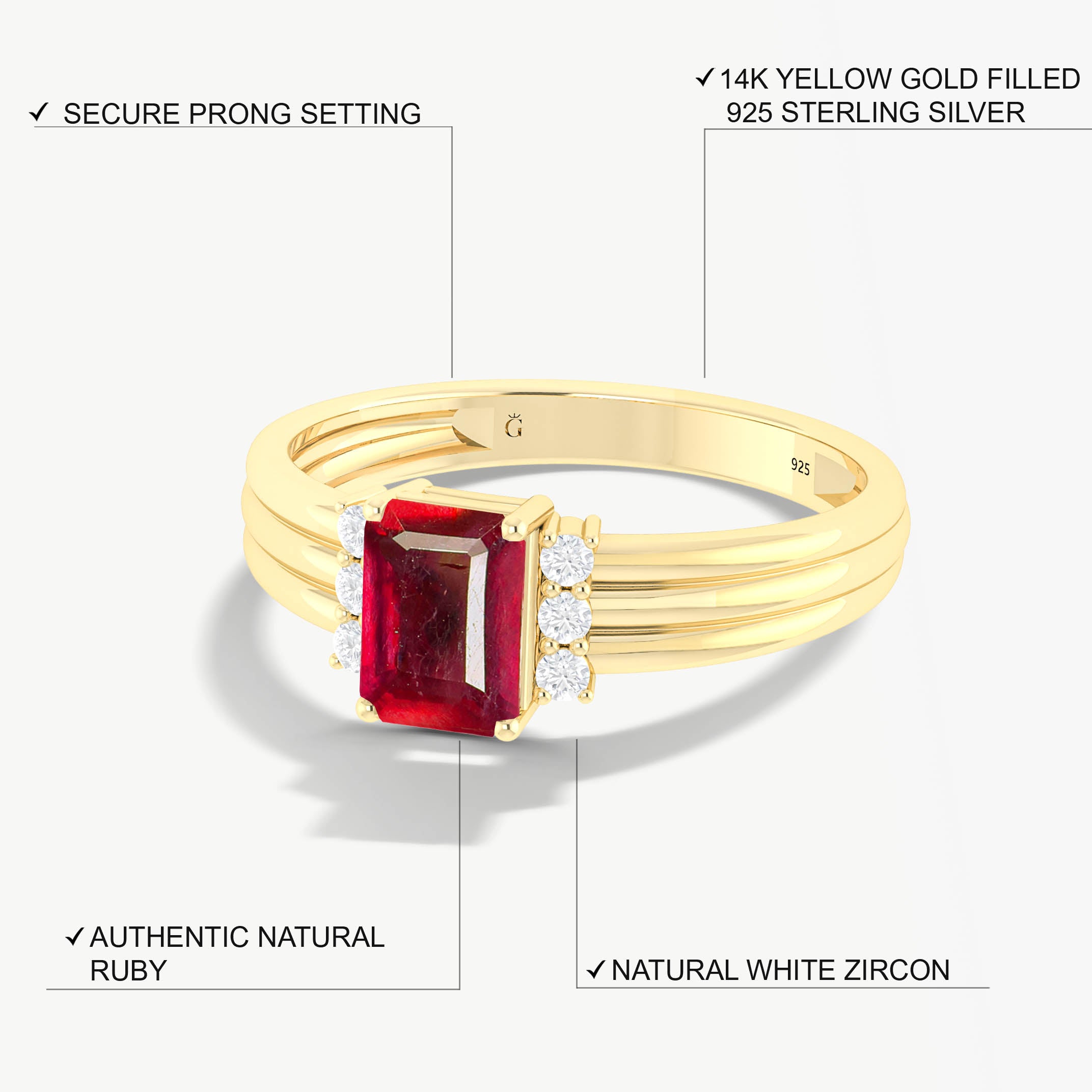 14k yellow gold filled ruby ring