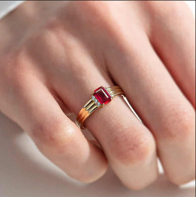 Natural gold filled ruby ring
