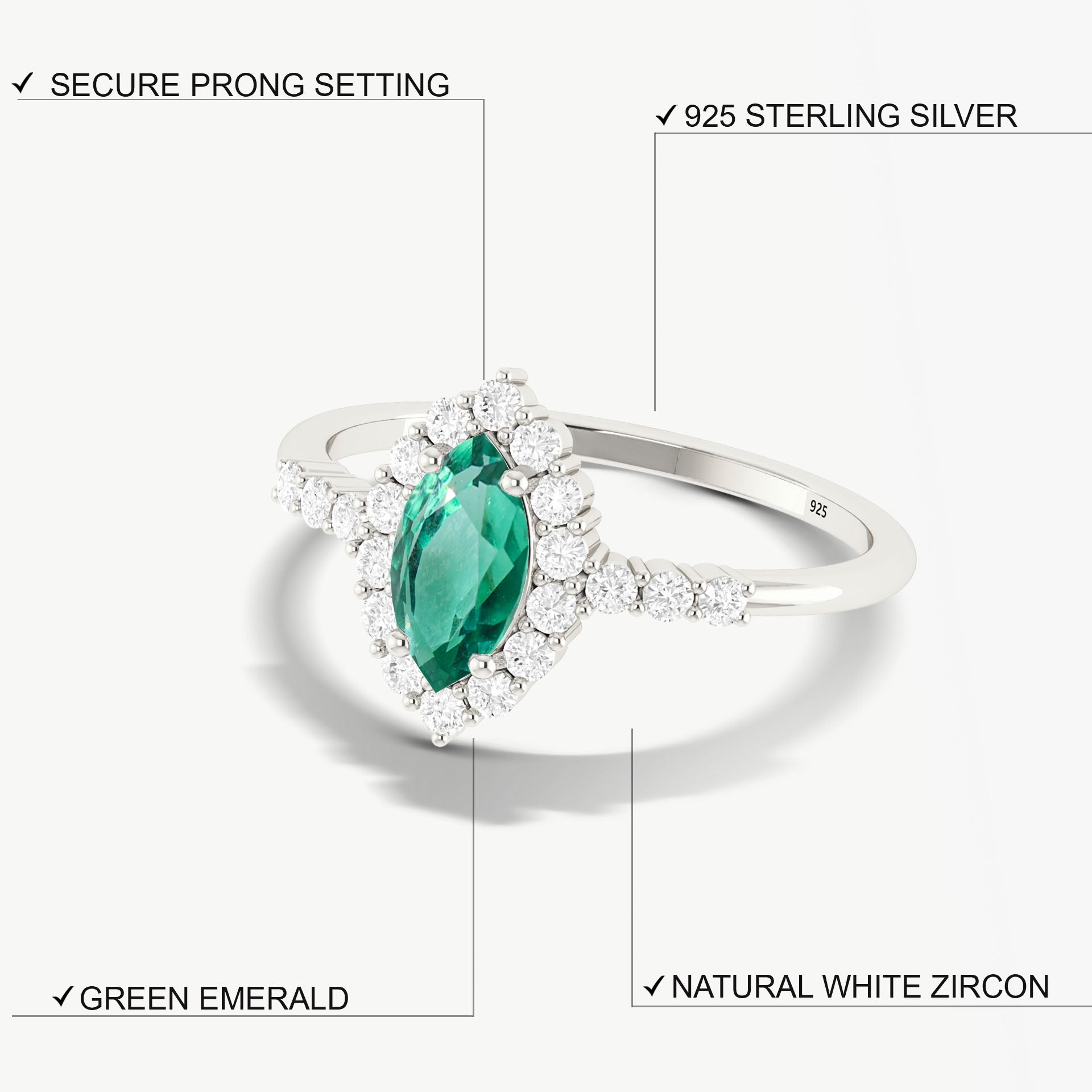 Marquise Lab-Grown Emerald Ring for women