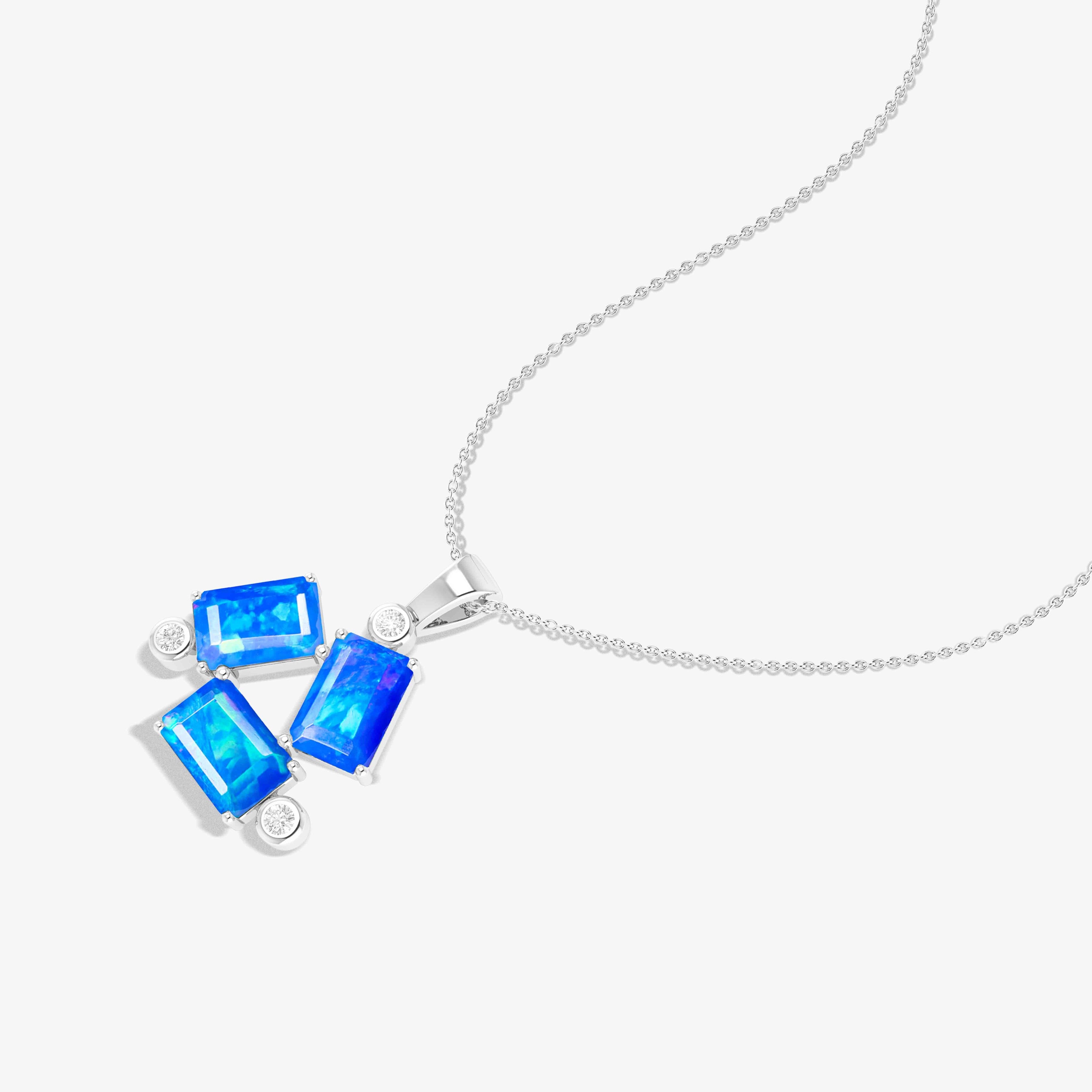 Blue Opal Silver Necklace