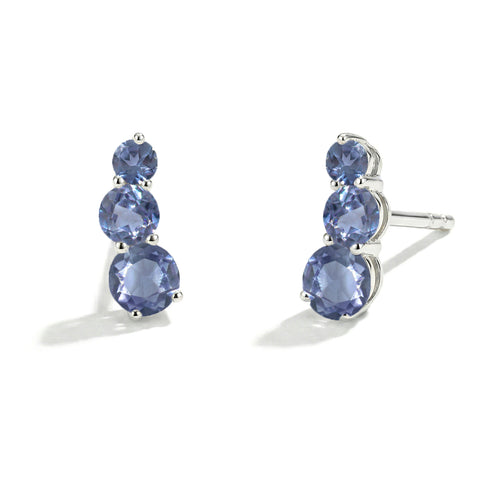 Alexandrite Round Stud Earring in 925 Sterling Silver 5X4X3MM 1.40 ct.