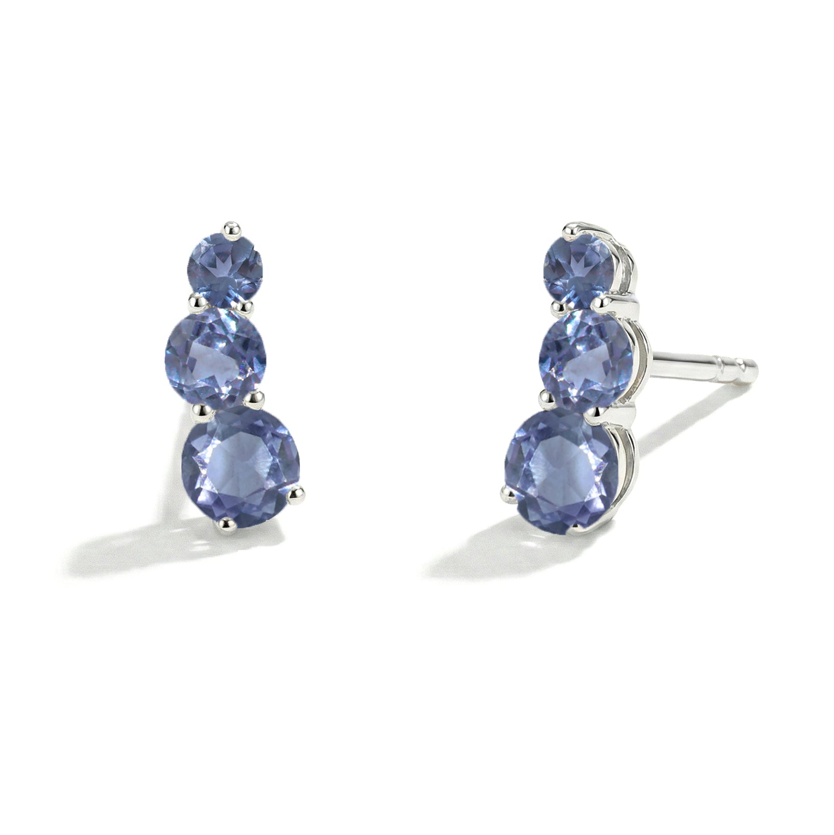 Alexandrite Round Stud Earring in 925 Sterling Silver 5X4X3MM 1.40 ct.