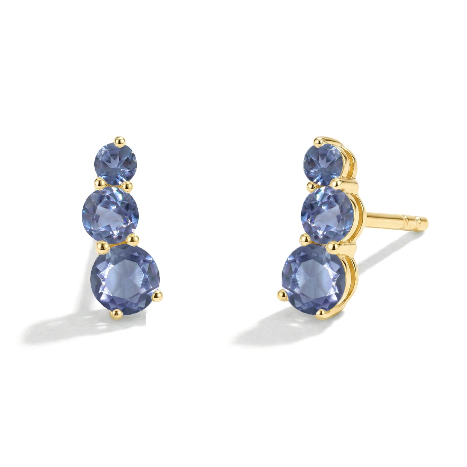 Alexandrite Round Stud Earring in 925 Sterling Silver 5X4X3MM 1.40 ct.