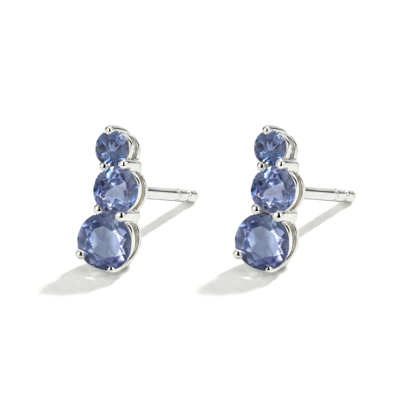 Alexandrite Round Stud Earring in 925 Sterling Silver 5X4X3MM 1.40 ct.