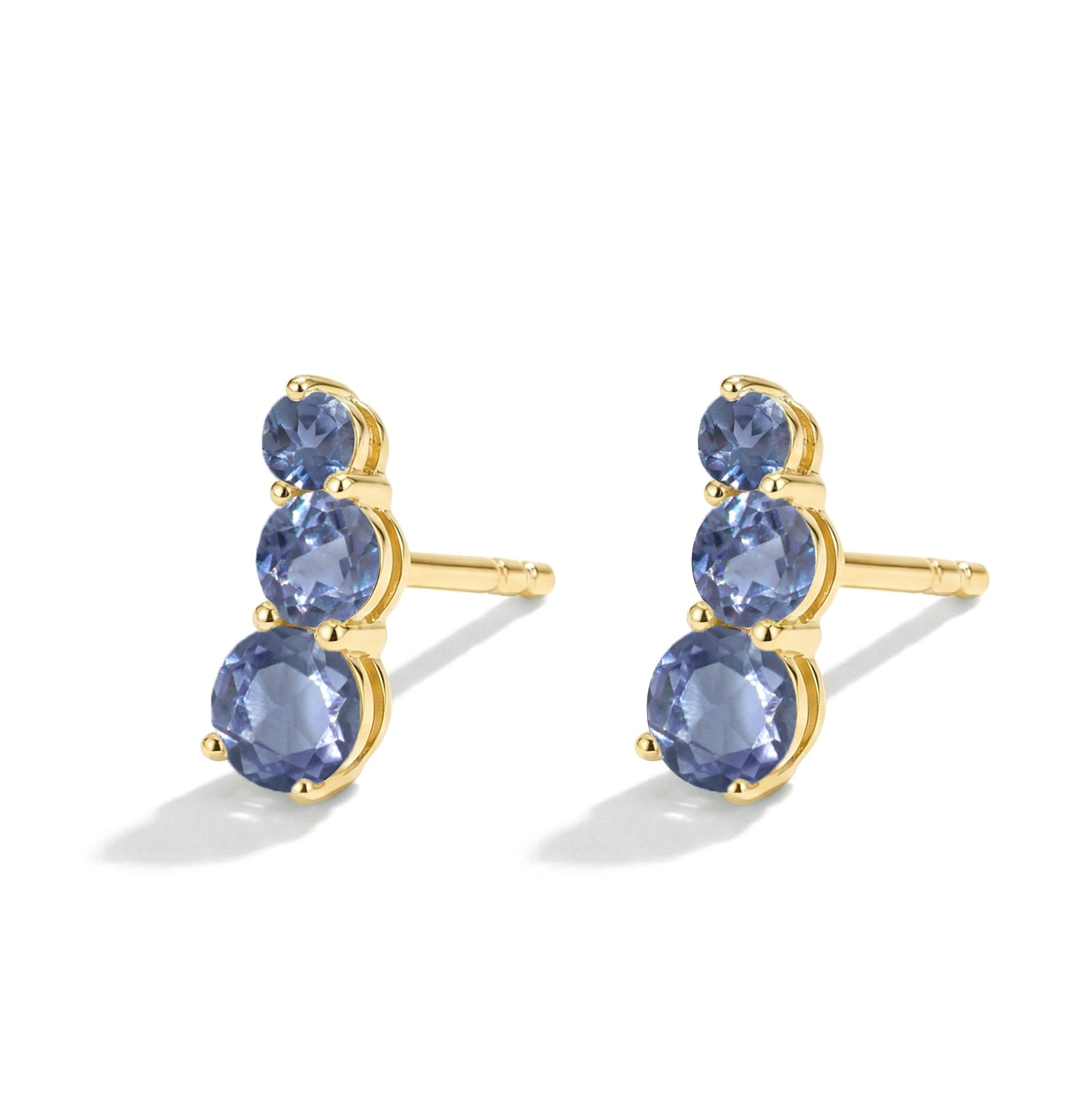 Alexandrite Round Stud Earring in 925 Sterling Silver 5X4X3MM 1.40 ct.