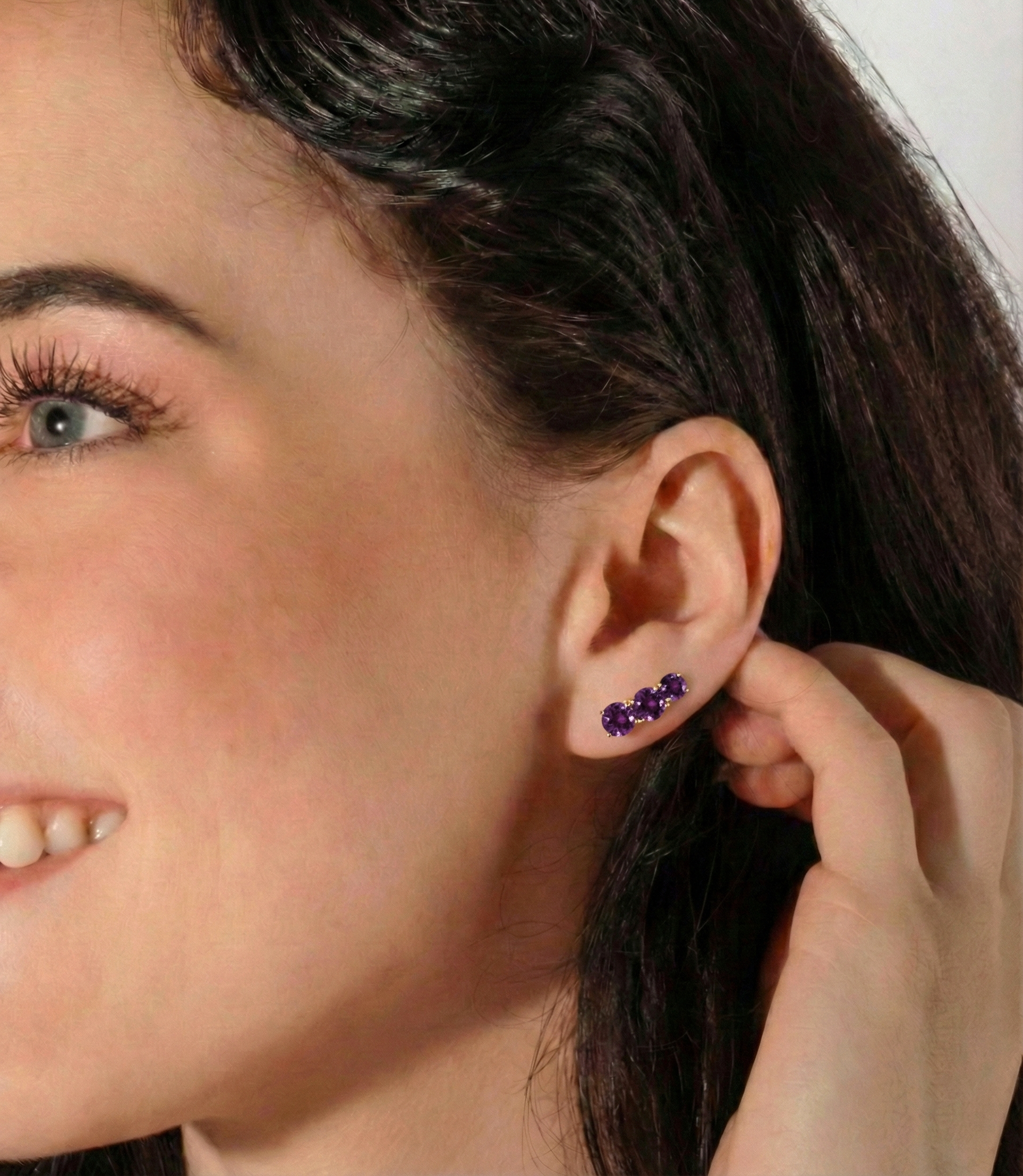 Amethyst Round Stud Earring in 925 Sterling Silver 5X4X3MM 1.40 ct.