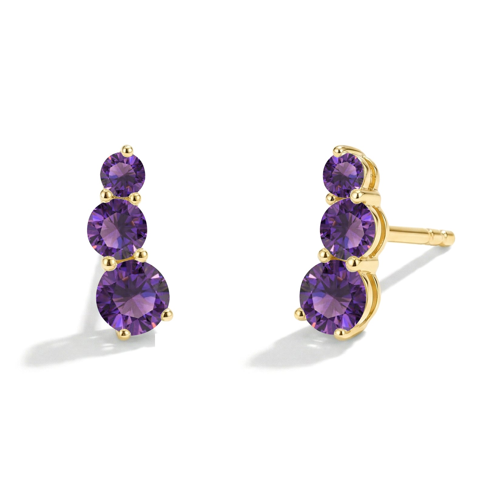 Amethyst Round Stud Earring in 925 Sterling Silver 5X4X3MM 1.40 ct.