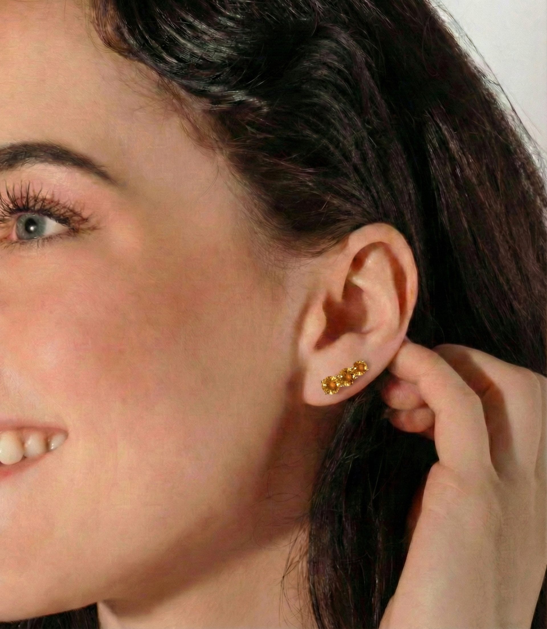 Citrine Round Stud Earring in 925 Sterling Silver 5X4X3MM 1.40 ct.
