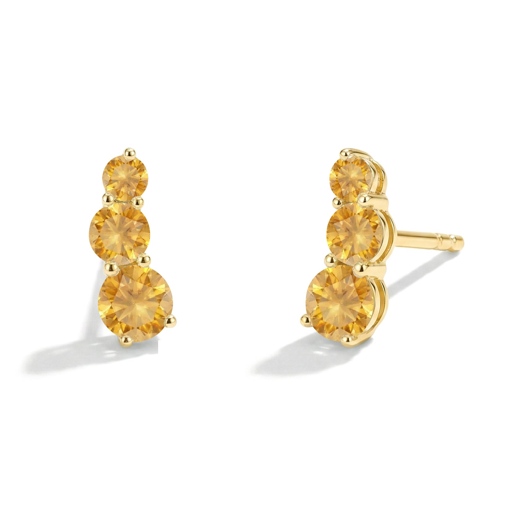 Citrine Round Stud Earring in 925 Sterling Silver 5X4X3MM 1.40 ct.