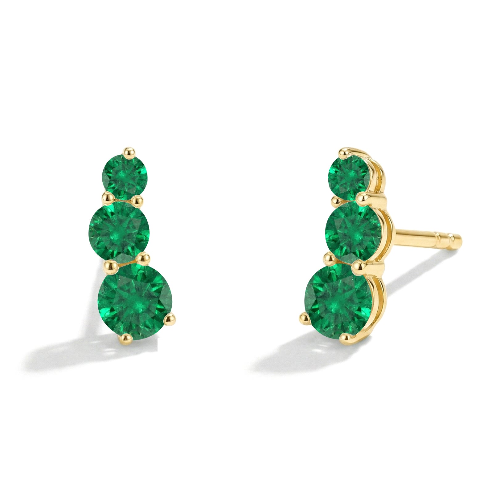 Emerald Round Stud Earring in 925 Sterling Silver 5X4X3MM 1.40 ct.