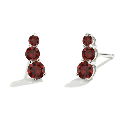 Garnet Round Stud Earring in 925 Sterling Silver 5X4X3MM 1.40 ct.