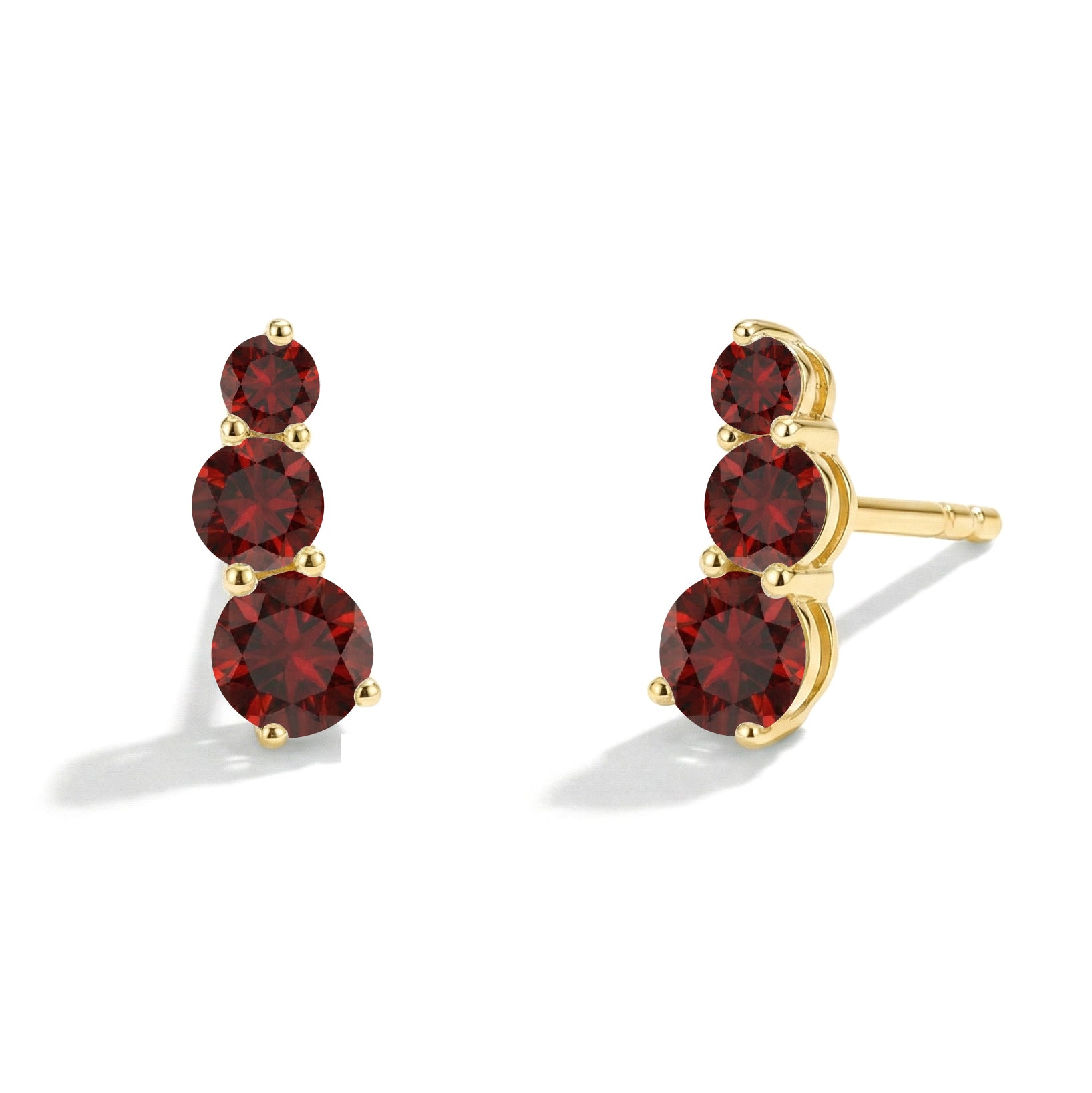 Garnet Round Stud Earring in 925 Sterling Silver 5X4X3MM 1.40 ct.