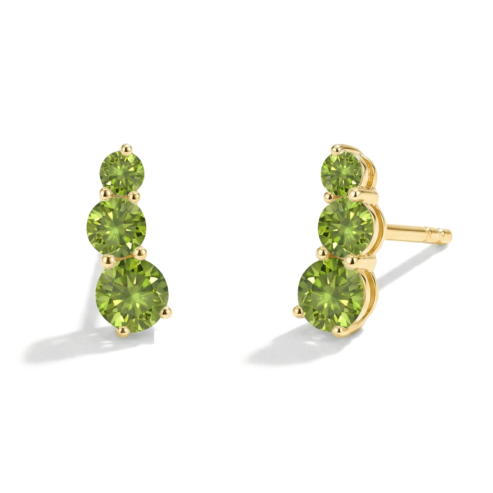 Peridot Round Stud Earring in 925 Sterling Silver 5X4X3MM 1.40 ct.