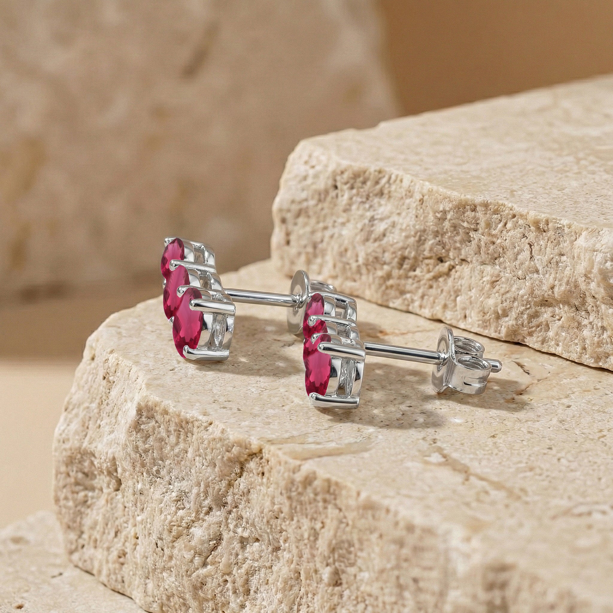 Pink Tourmaline Round Stud Earring in 925 Sterling Silver 5X4X3MM 1.40 ct.
