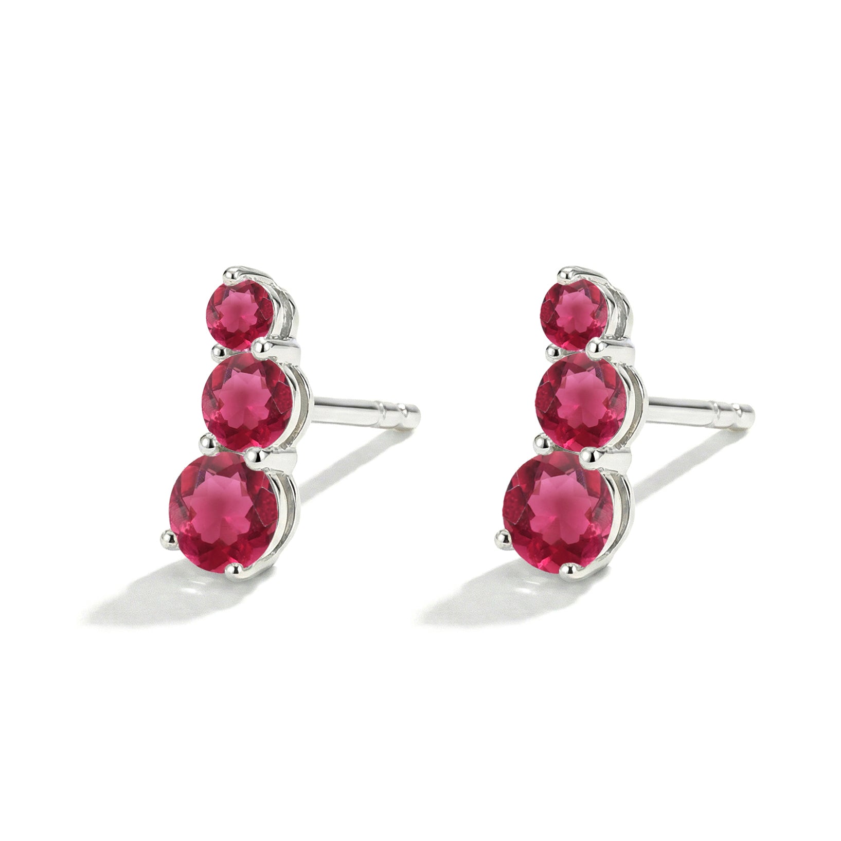 Pink Tourmaline Round Stud Earring in 925 Sterling Silver 5X4X3MM 1.40 ct.