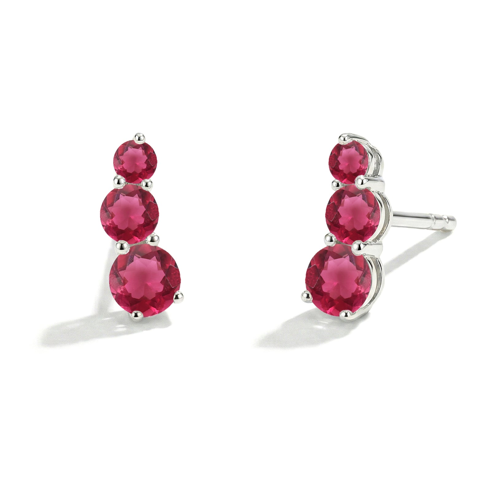Pink Tourmaline Round Stud Earring in 925 Sterling Silver 5X4X3MM 1.40 ct.