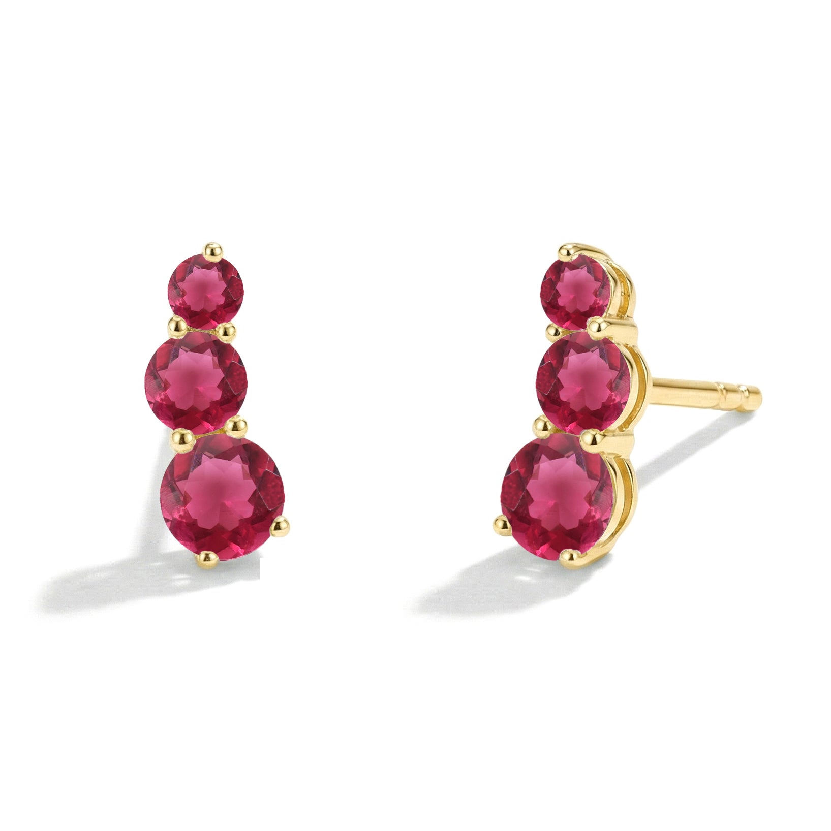 Pink Tourmaline Round Stud Earring in 925 Sterling Silver 5X4X3MM 1.40 ct.