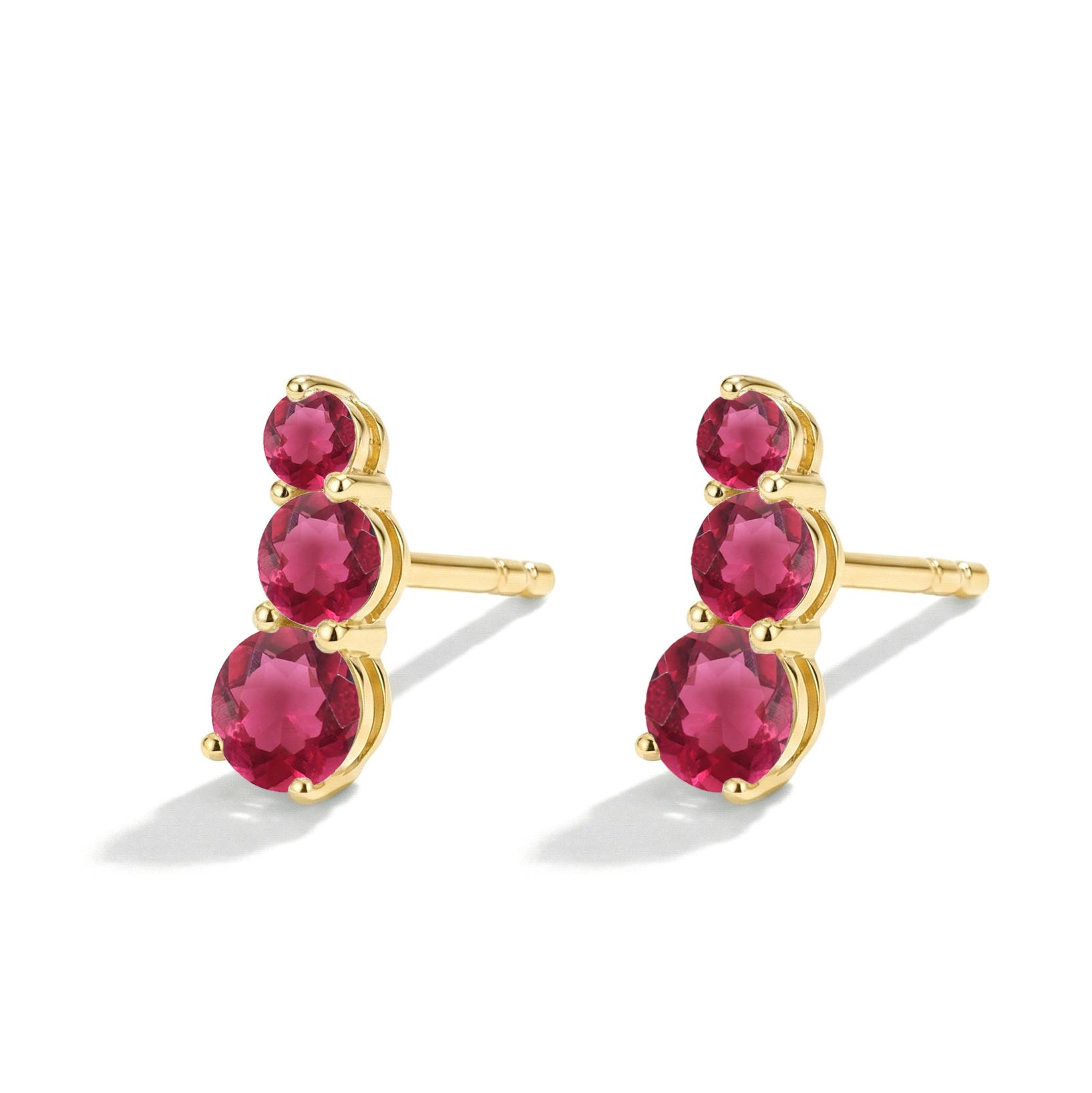 Pink Tourmaline Round Stud Earring in 925 Sterling Silver 5X4X3MM 1.40 ct.