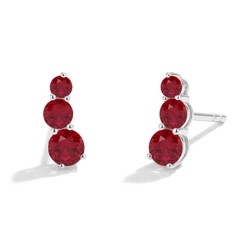 Ruby Round Stud Earring in 925 Sterling Silver 5X4X3MM 1.40 ct.