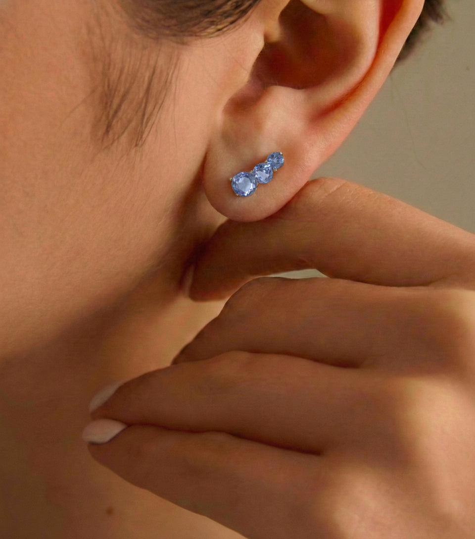 Alexandrite Round Stud Earring in 925 Sterling Silver 5X4X3MM 1.40 ct.