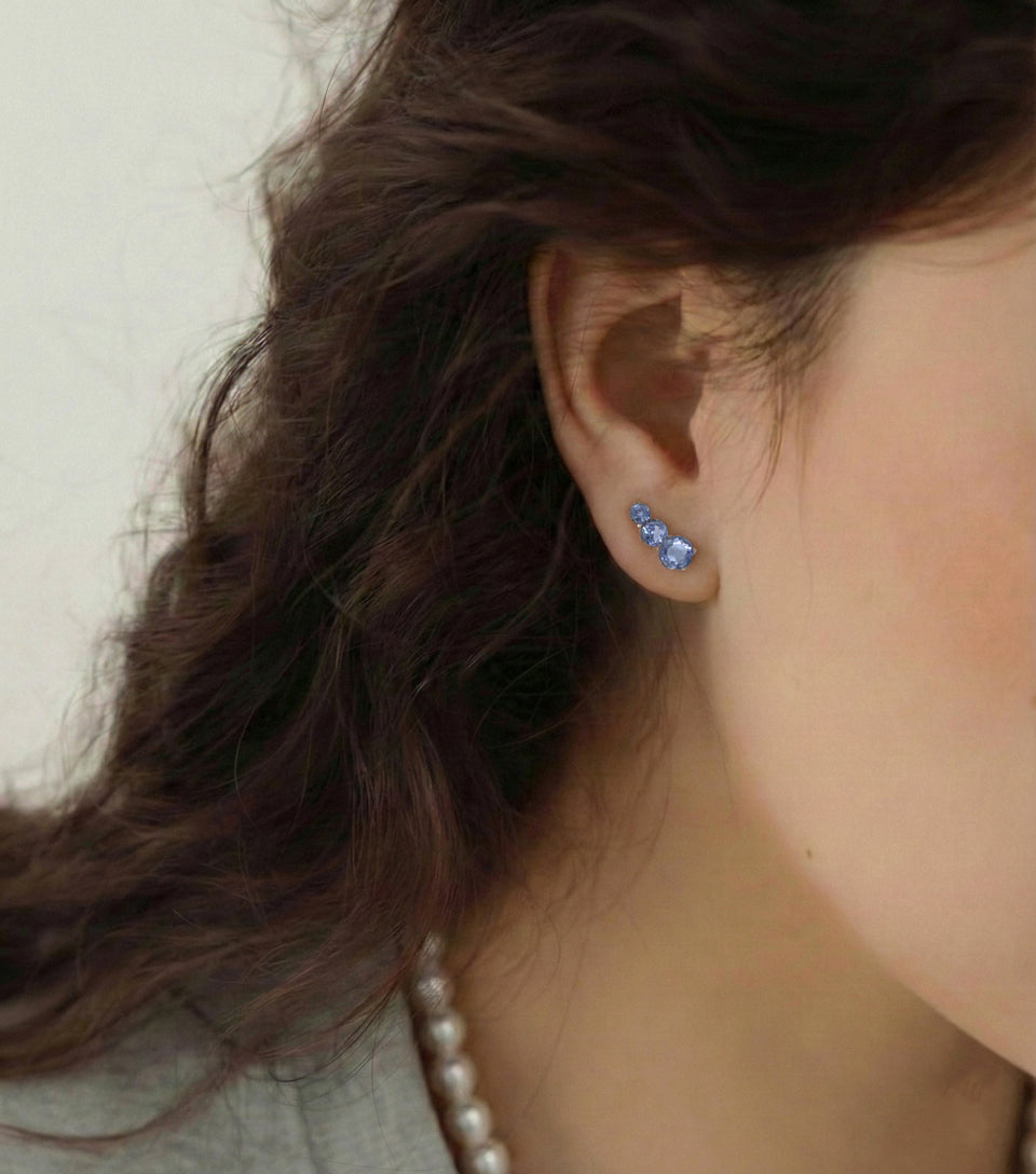Alexandrite Round Stud Earring in 925 Sterling Silver 5X4X3MM 1.40 ct.