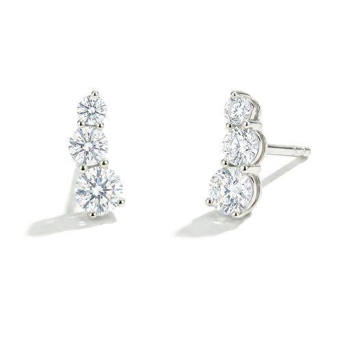 Simulated Diamond Round Stud Earring in 925 Sterling Silver 5X4X3MM 1.40 ct.