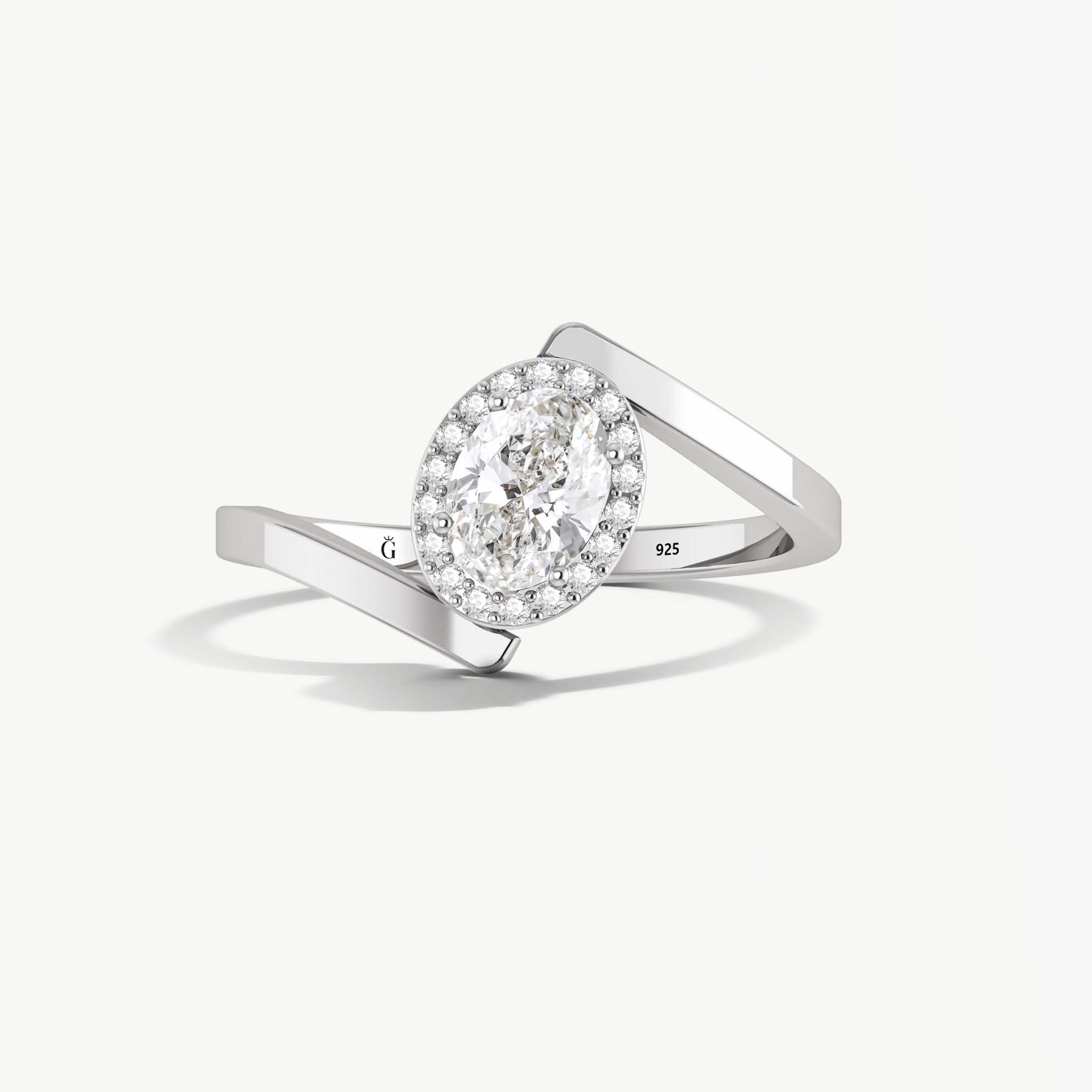 Oval shape simulated diamond 18K Gold Vermeil or silver ring