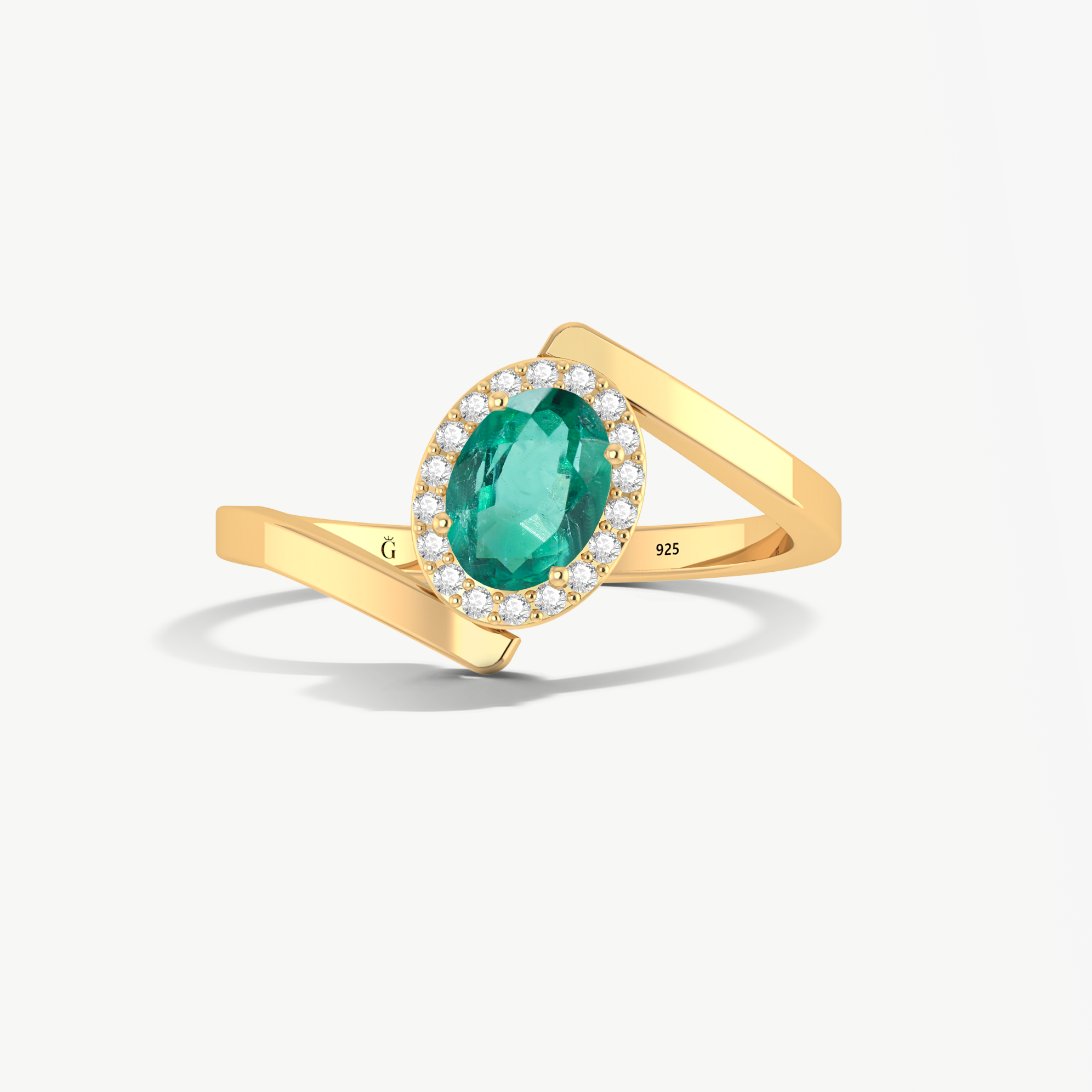 Lab Grown Emerald 18k Gold vermeil or 925 Sterling silver ring